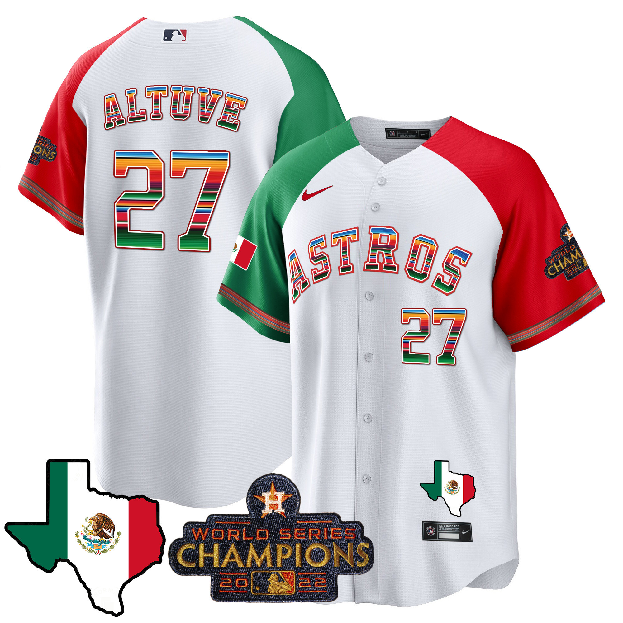 José Altuve Men's Houston Astros Mexico Texas Map Cool Base Alternate Jersey - All Stitched
