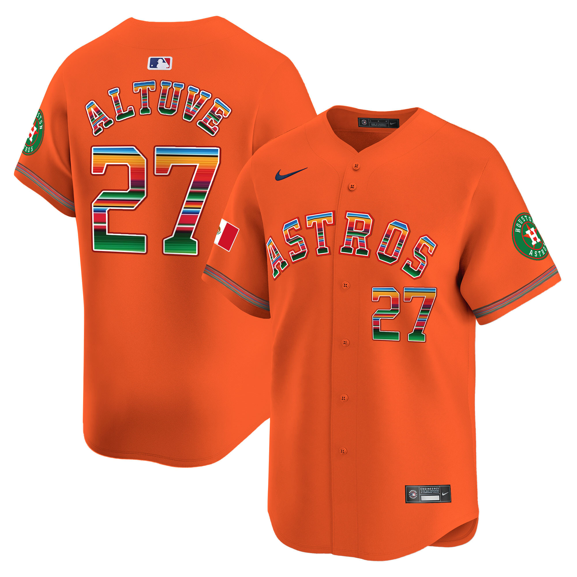 José Altuve Men's Houston Astros Mexico Vapor Premier Limited Orange Jersey - All Stitched