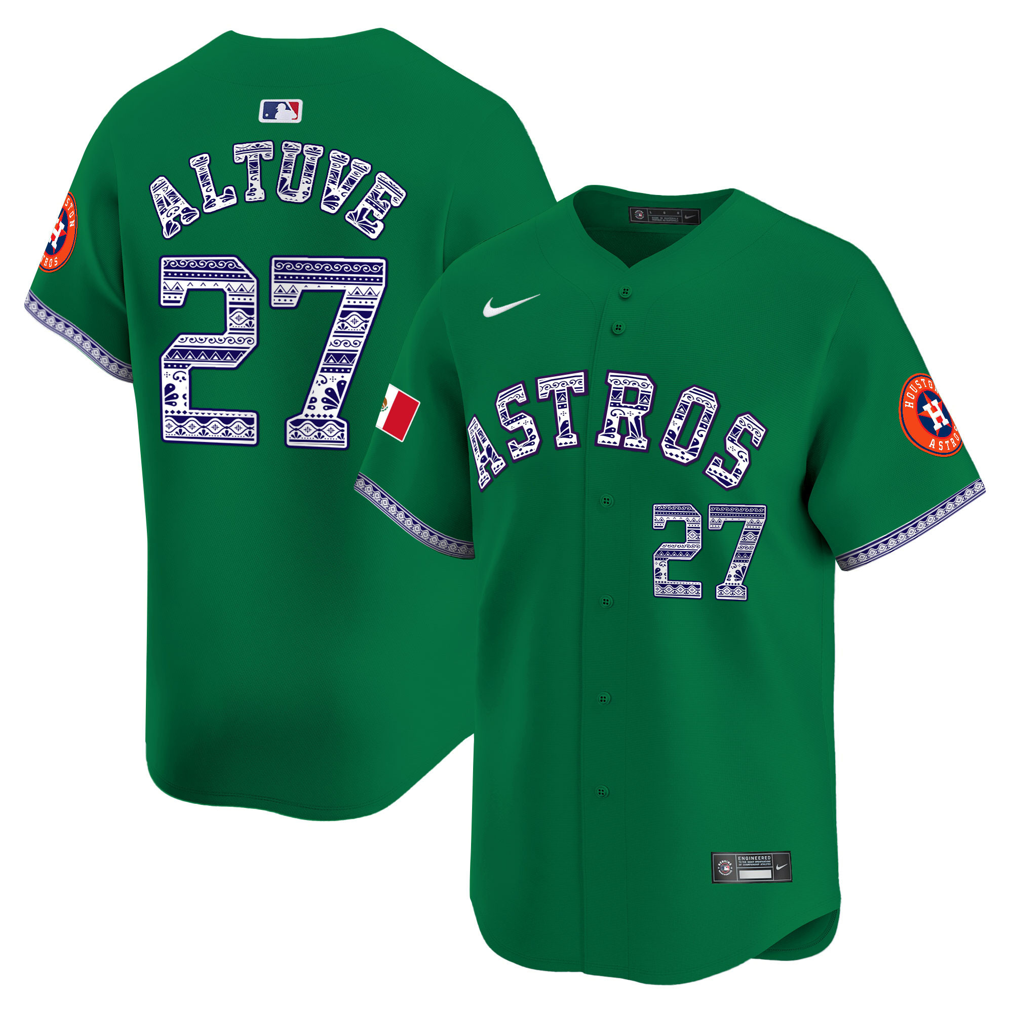 José Altuve Men's Houston Astros Mexico Vapor Premier Limited V2 Green Jersey - All Stitched