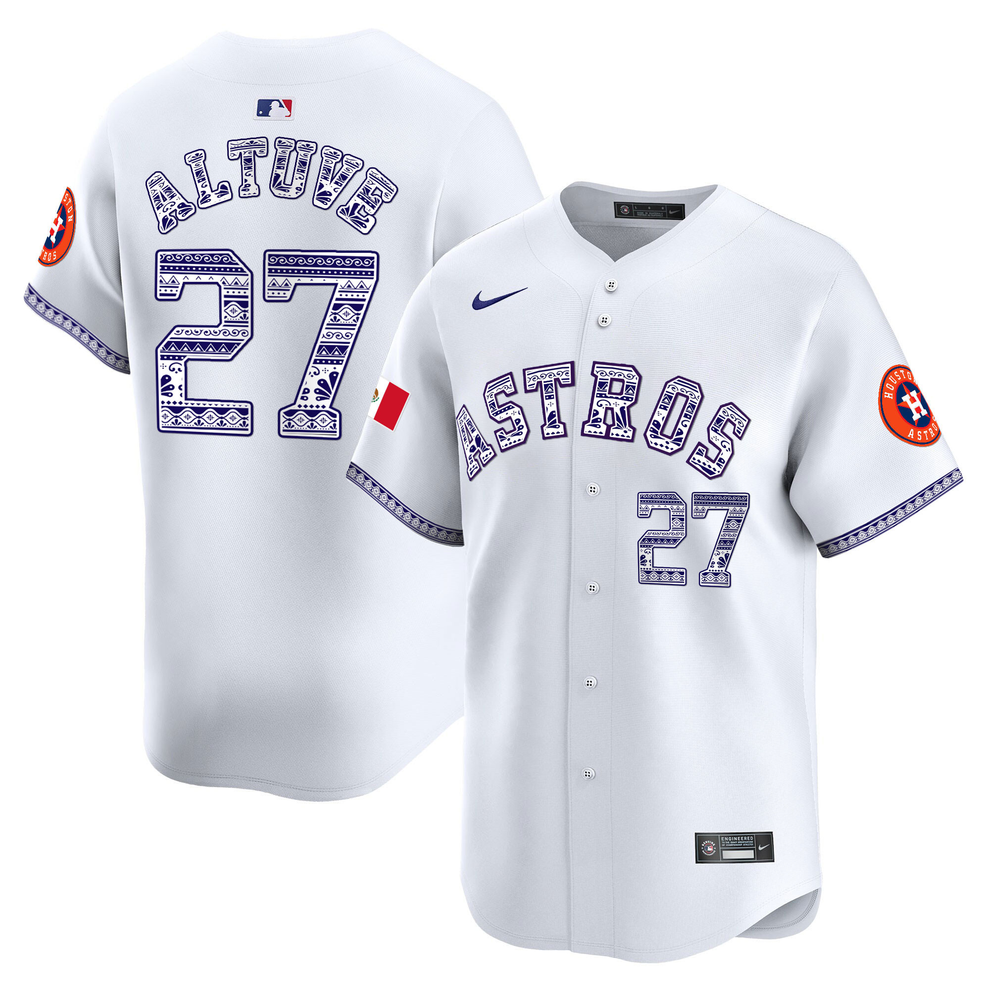José Altuve Men's Houston Astros Mexico Vapor Premier Limited V2 White Jersey - All Stitched