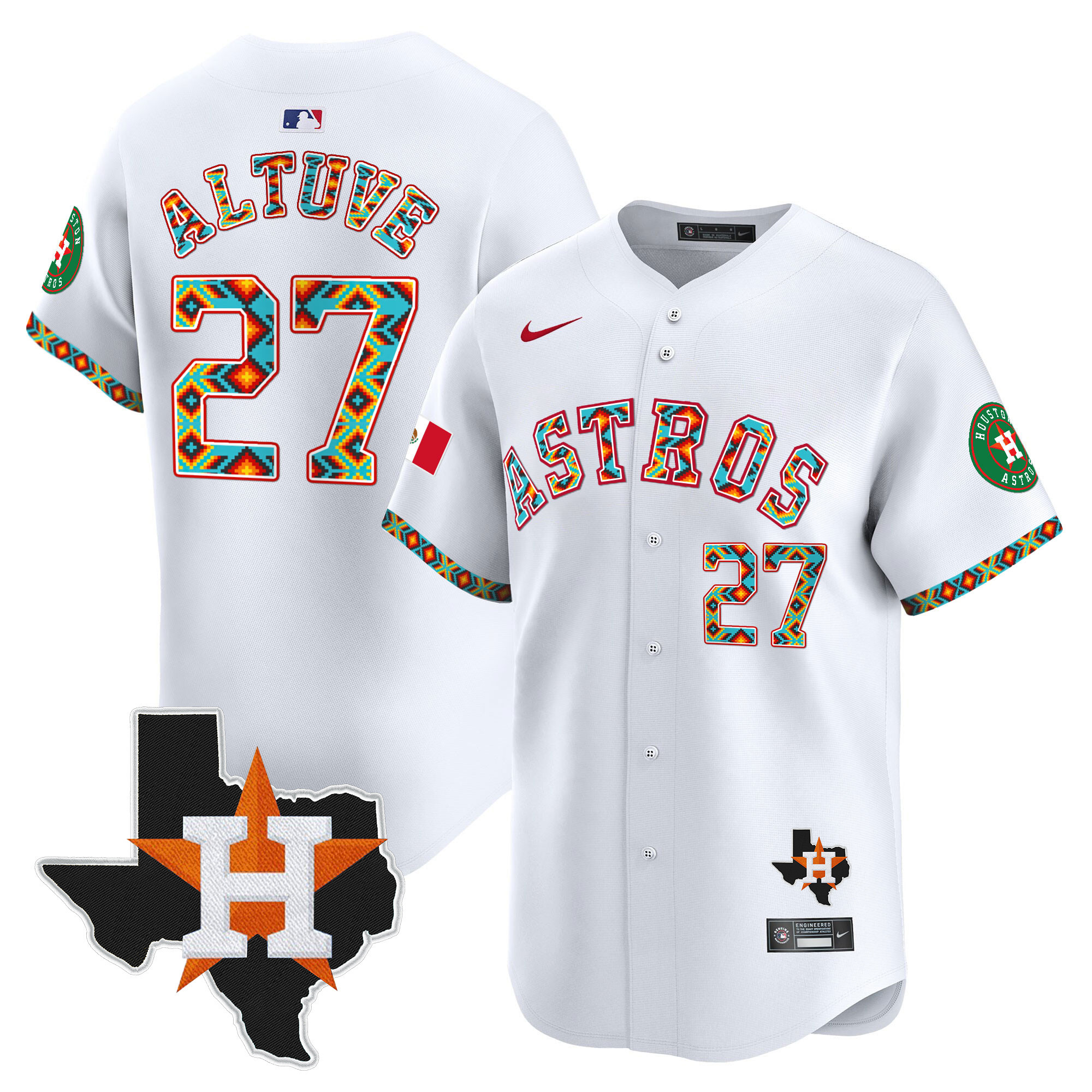 José Altuve Men's Houston Astros Mexico Vapor Premier Limited V3 White Jersey - All Stitched