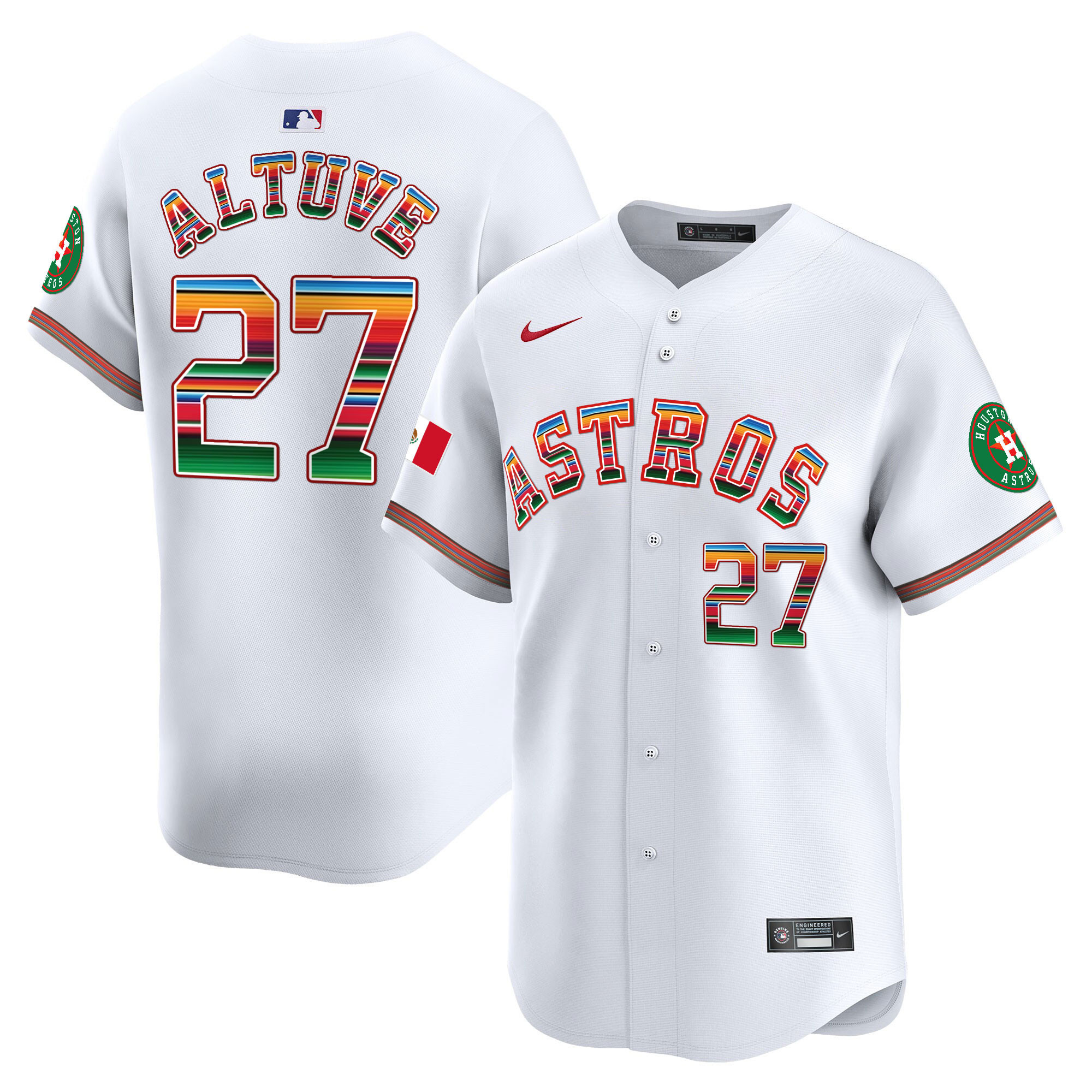 José Altuve Men's Houston Astros Mexico Vapor Premier Limited White Jersey - All Stitched