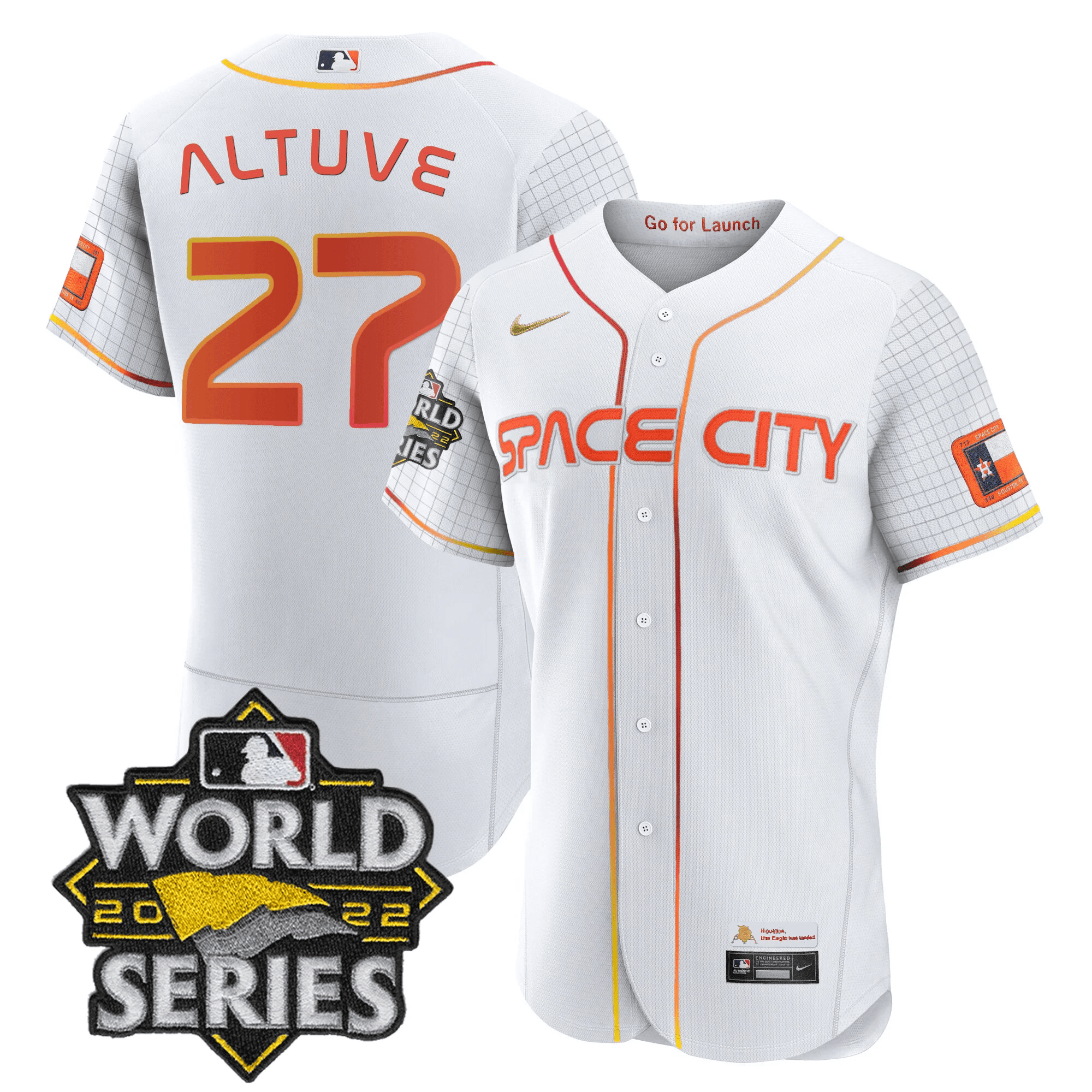 José Altuve Men's Houston Astros Space City Black & White Flex White Jersey - All Stitched