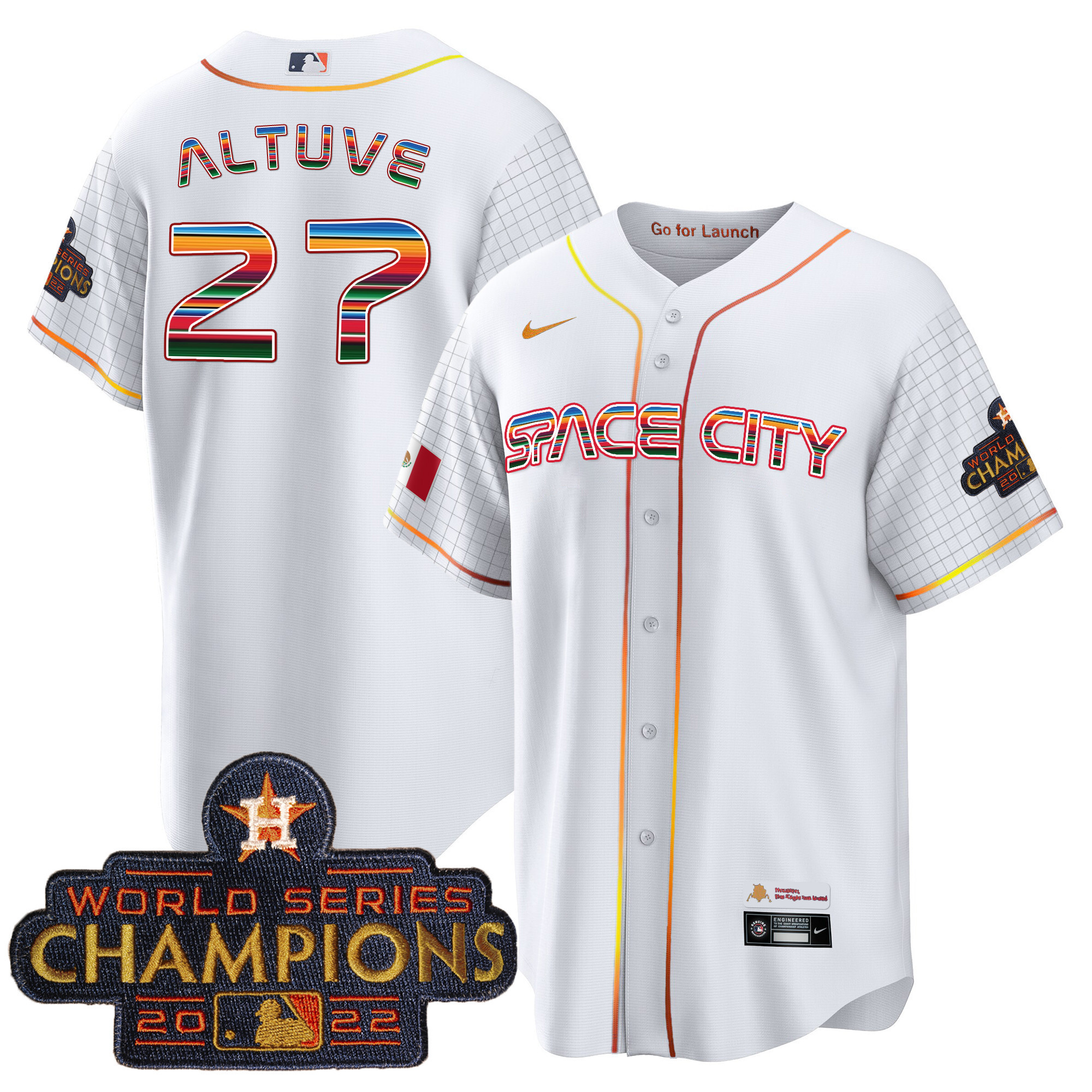 José Altuve Men's Houston Astros Space City Mexico Cool Base White Jersey - All Stitched