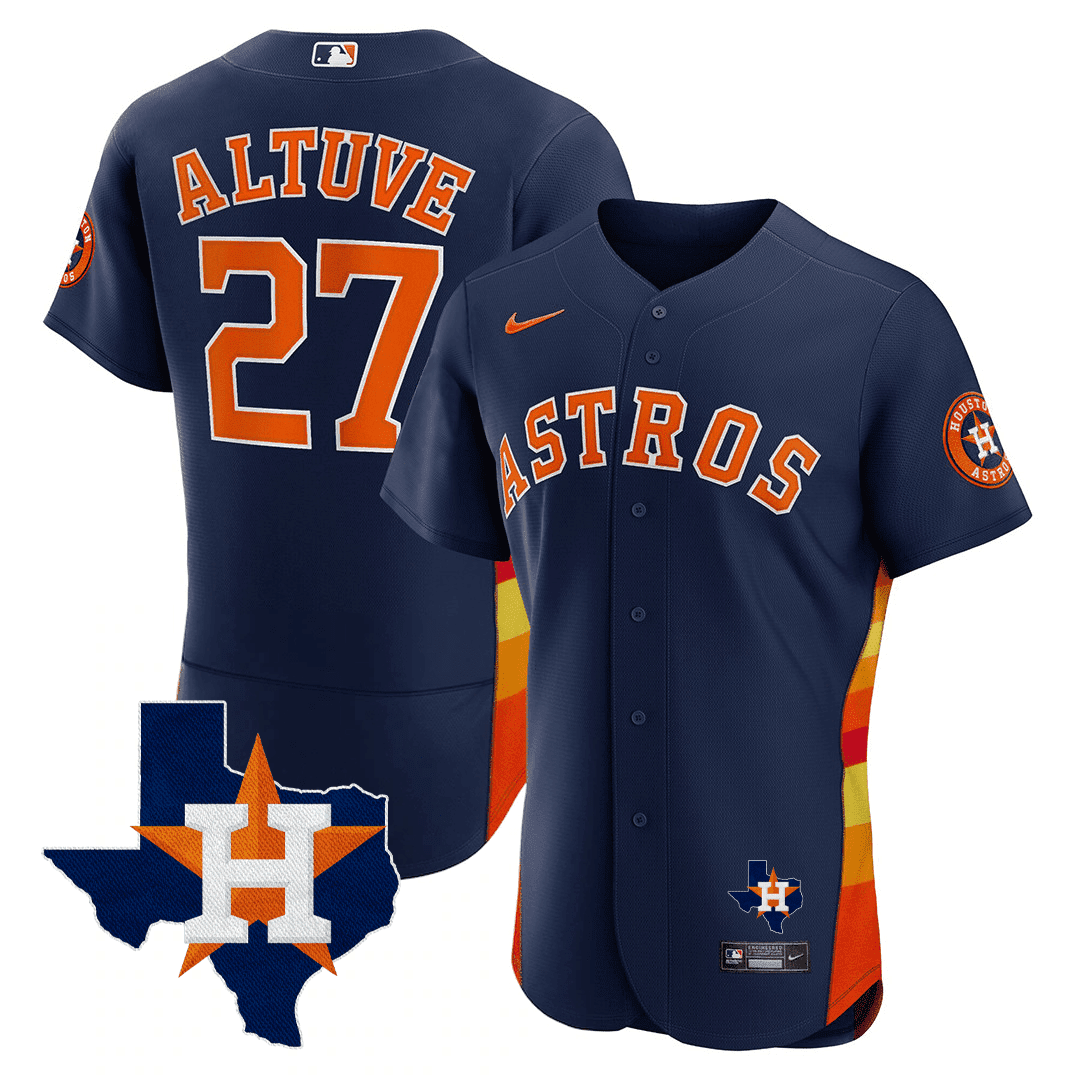 José Altuve Men's Houston Astros Texas State Patch Jersey - Navy