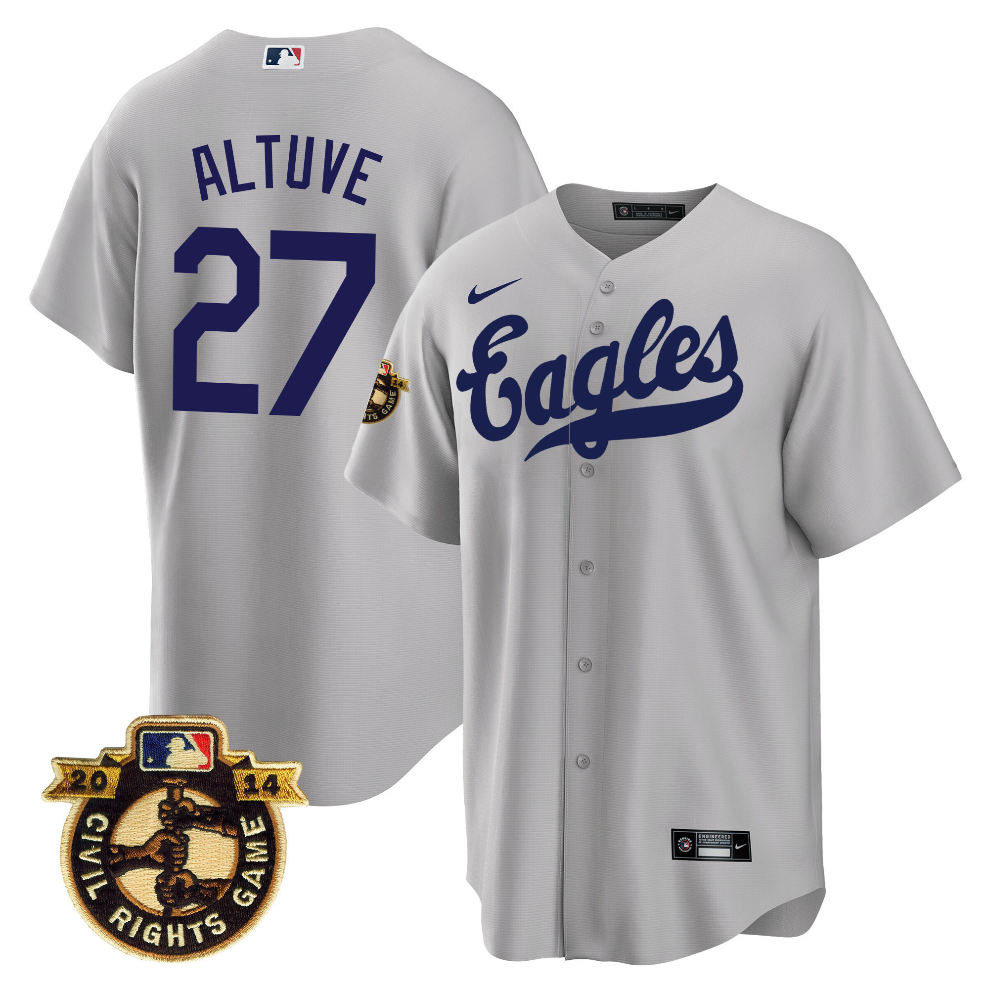 José Altuve Men's Houston Astros Throwback 1950 Houston Eagles Gray Jersey - All Stitched