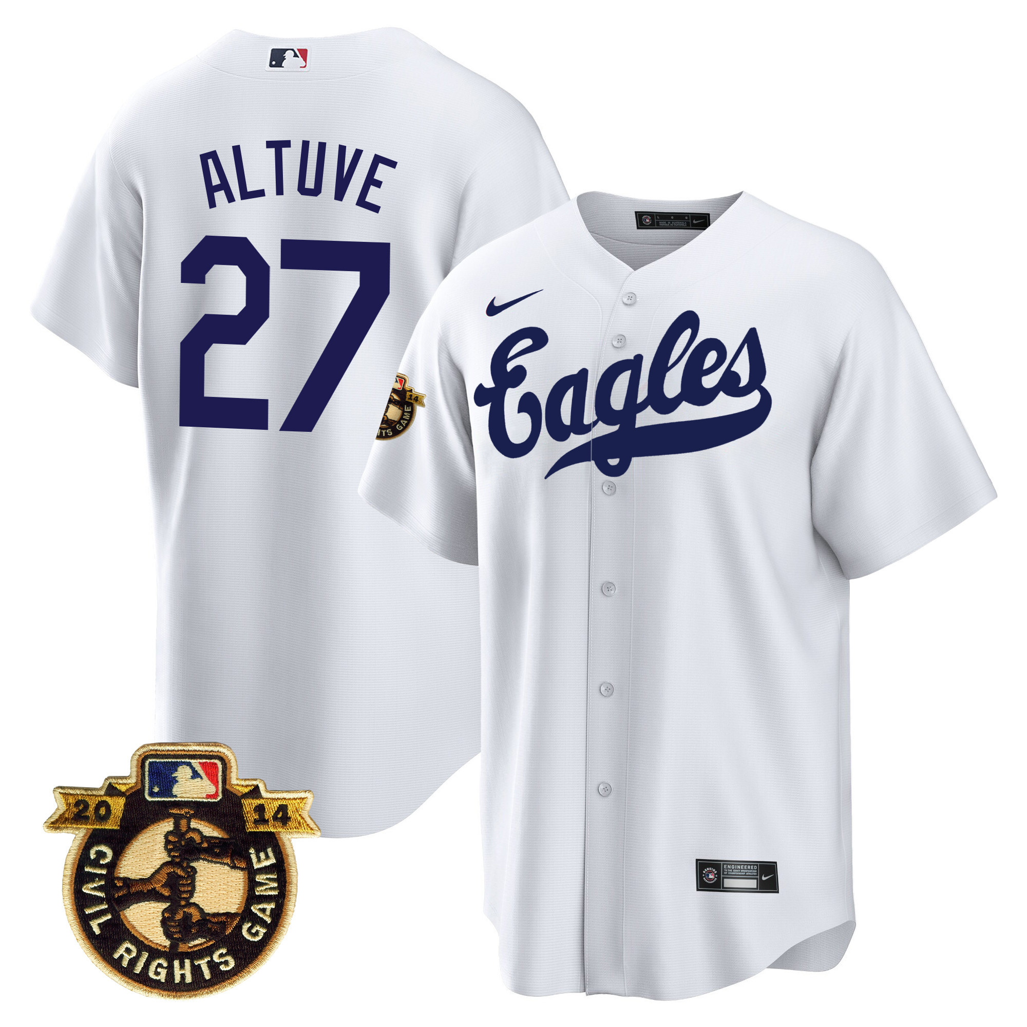 José Altuve Men's Houston Astros Throwback 1950 Houston Eagles White Jersey - All Stitched