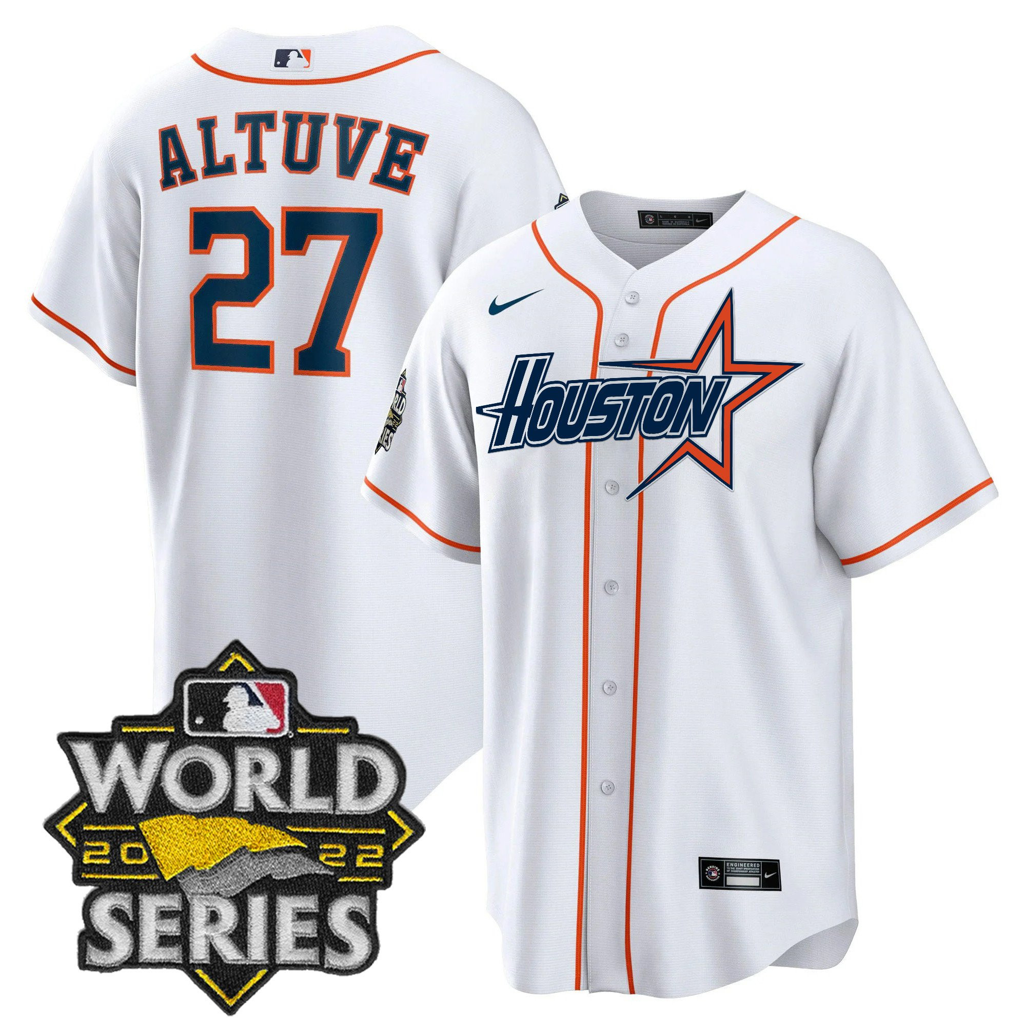 José Altuve Men's Houston Astros World Series Black Gold Special Cool Home Jersey - All Stitched