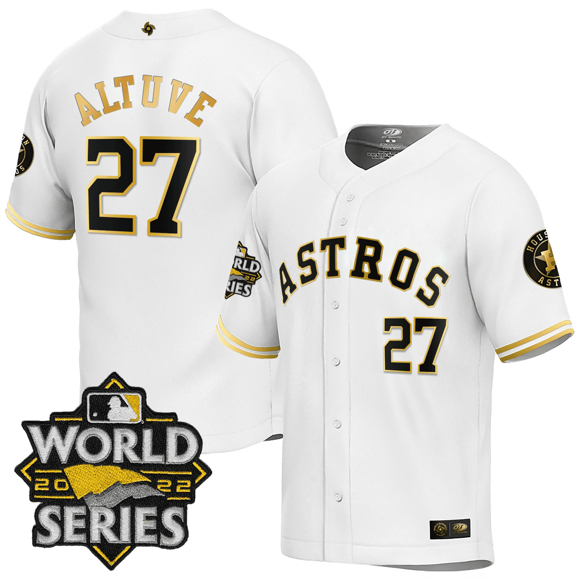 José Altuve Men's Houston Astros World Series Classic White Gold Jersey - All Stitched