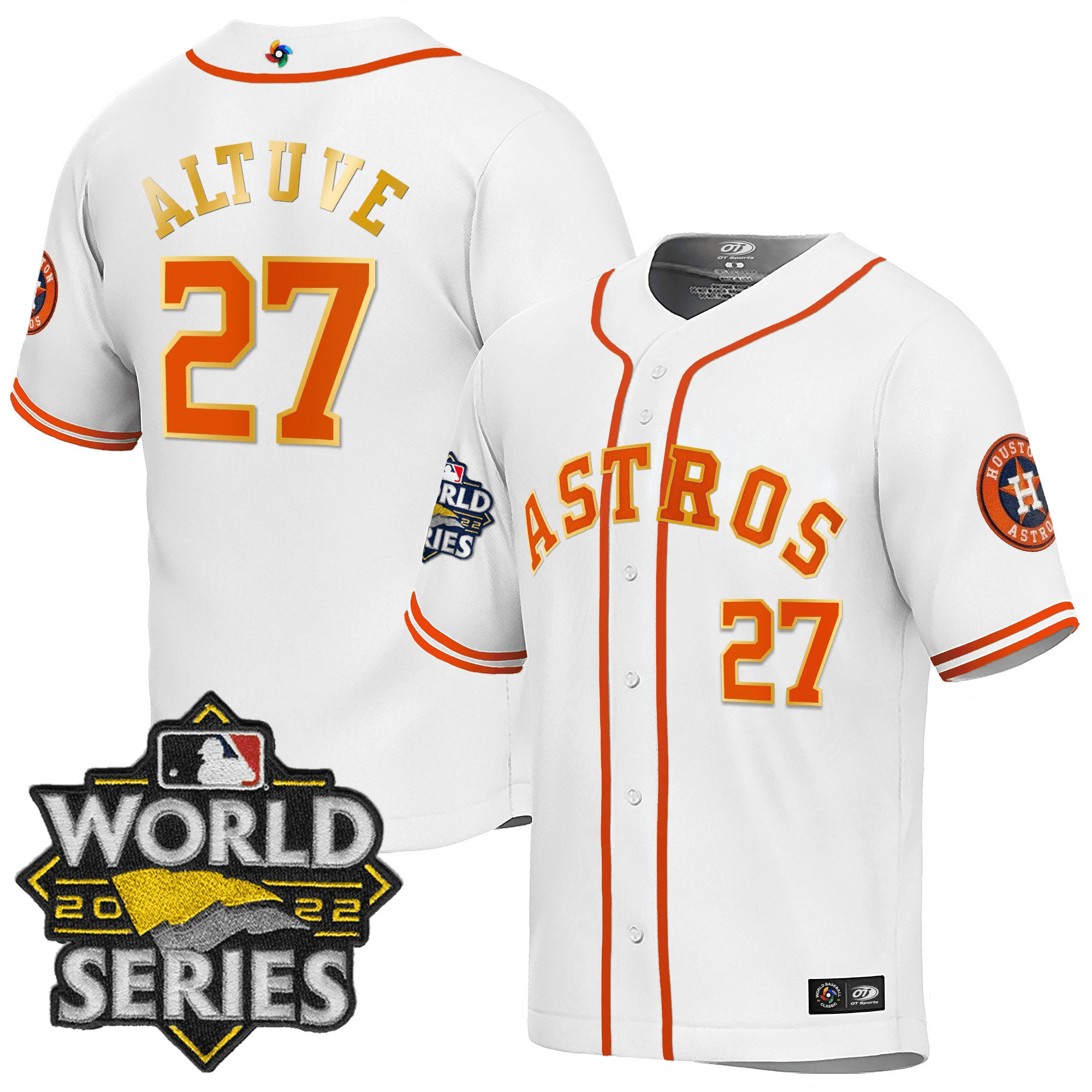 José Altuve Men's Houston Astros World Series Classic White Gold Trim Jersey - All Stitched