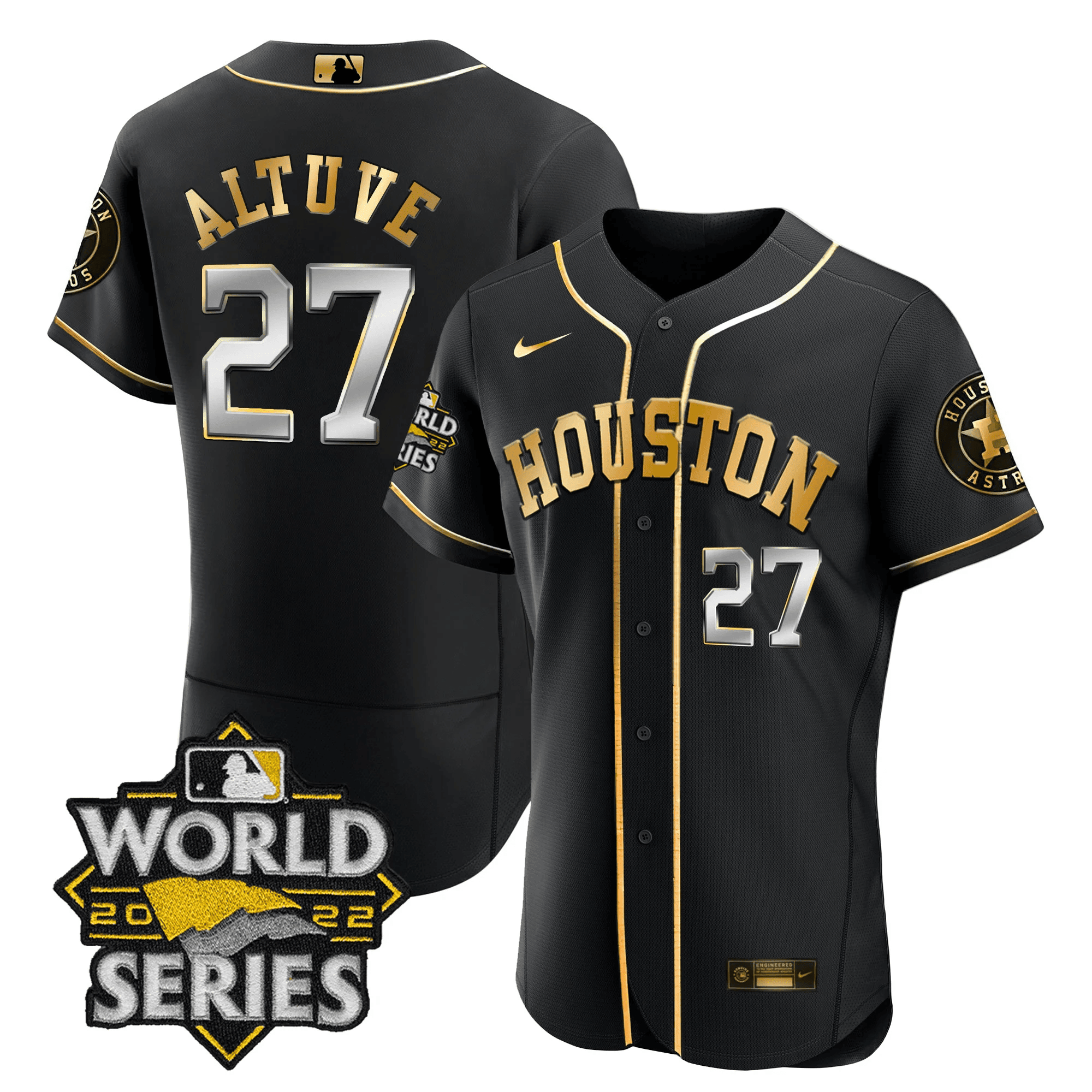 José Altuve Men's Houston Astros World Series Limited Flex Black Jersey - All Stitched