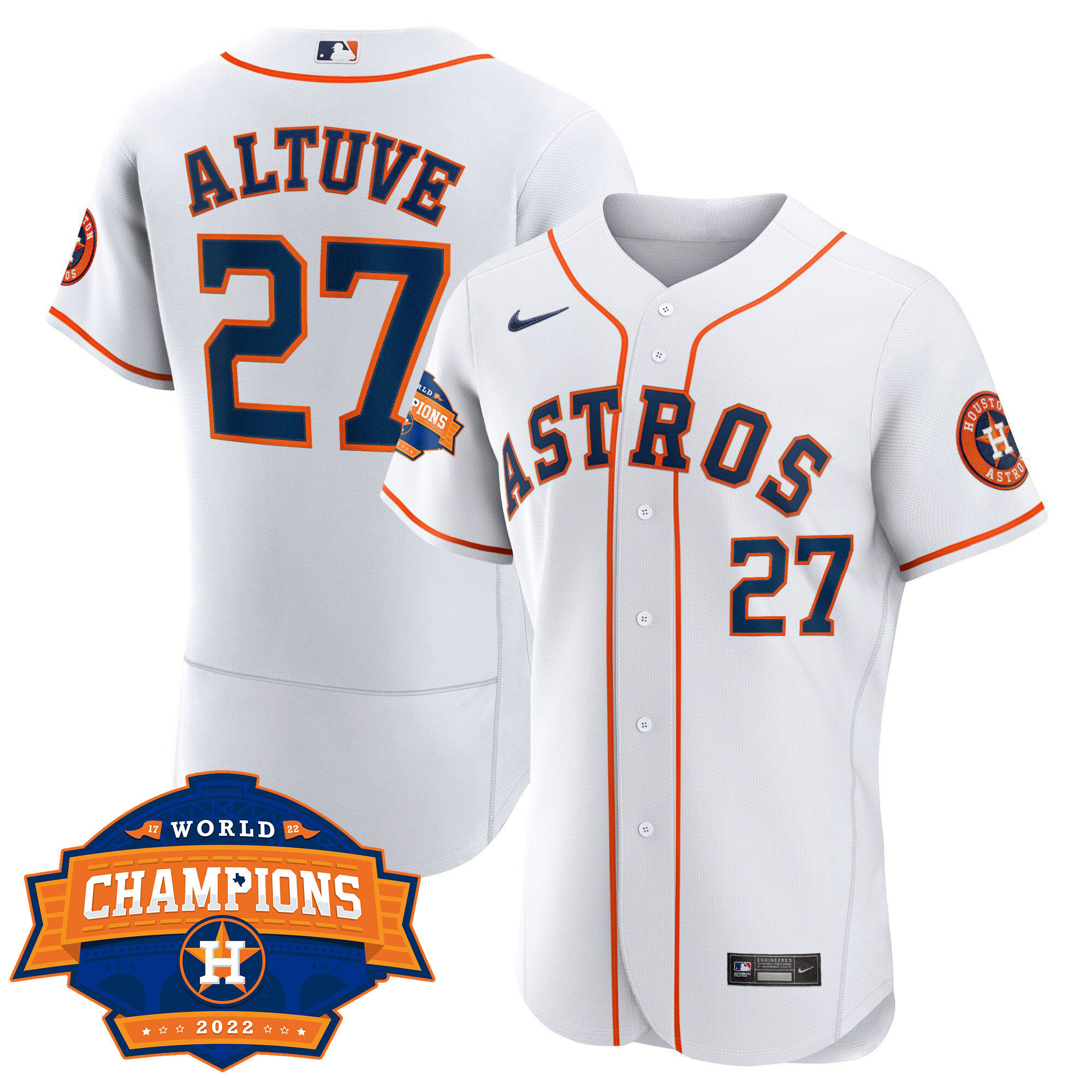 José Altuve Women's Houston Astros 2022 World Series Champions Patch Limited Flex Home Jersey - All Stitched