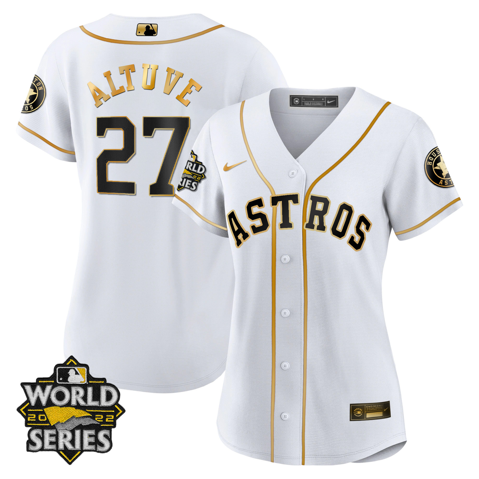 José Altuve Women's Houston Astros 2022 World Series Player Cool White Jersey - All Stitched