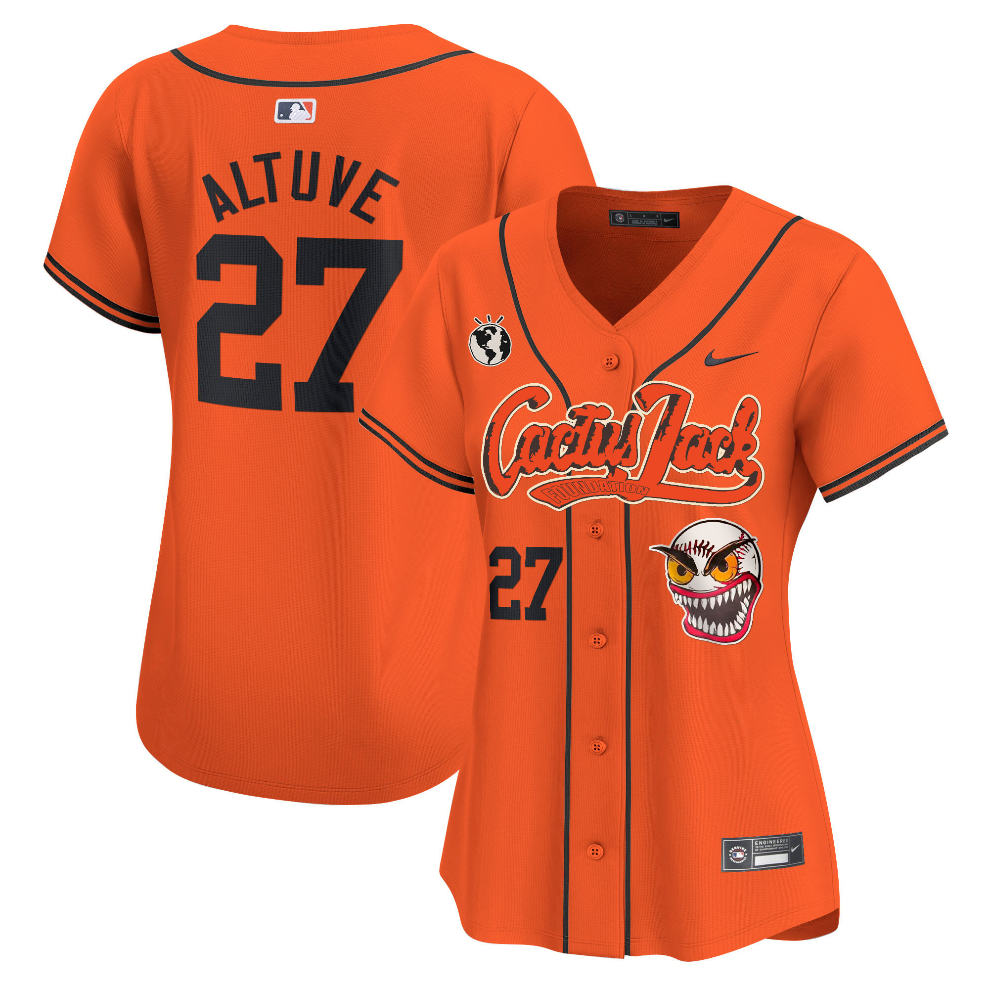 José Altuve Women's Houston Astros Cactus Jack Vapor Premier Limited Orange Jersey - All Stitched