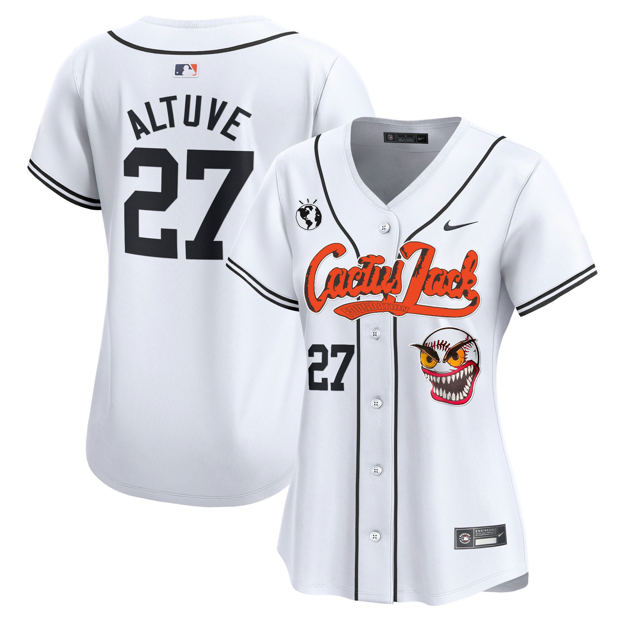 José Altuve Women's Houston Astros Cactus Jack Vapor Premier Limited White Jersey - All Stitched