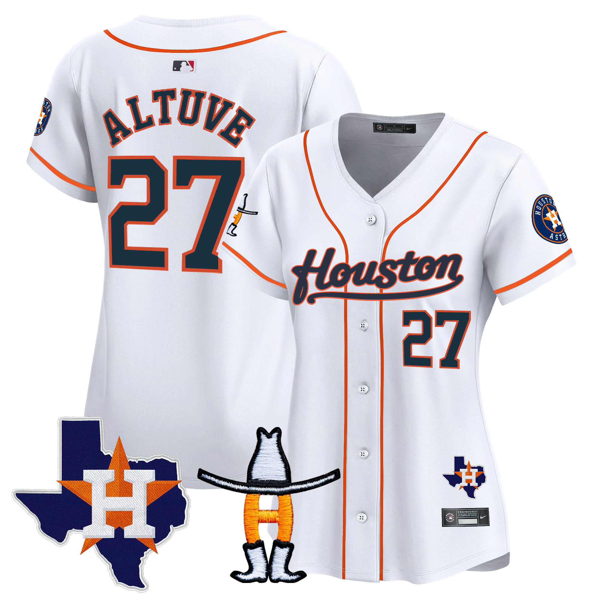 José Altuve Women's Houston Astros Houston Rodeo Patch Vapor Premier Limited Home Jersey - All Stitched