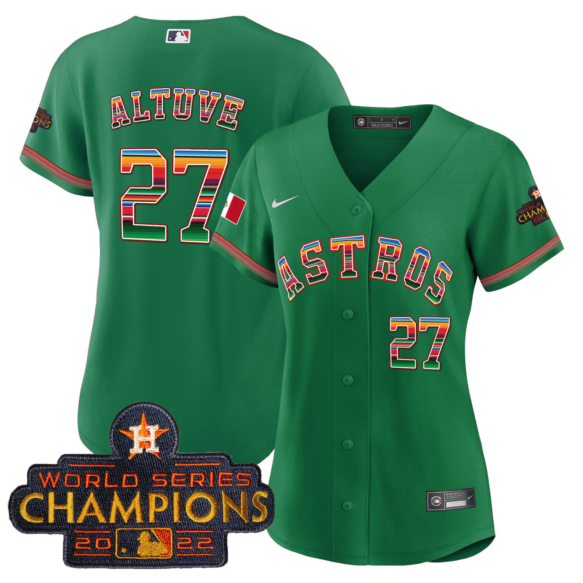 José Altuve Women's Houston Astros Mexico Baseball Limited Green Jersey - All Stitched