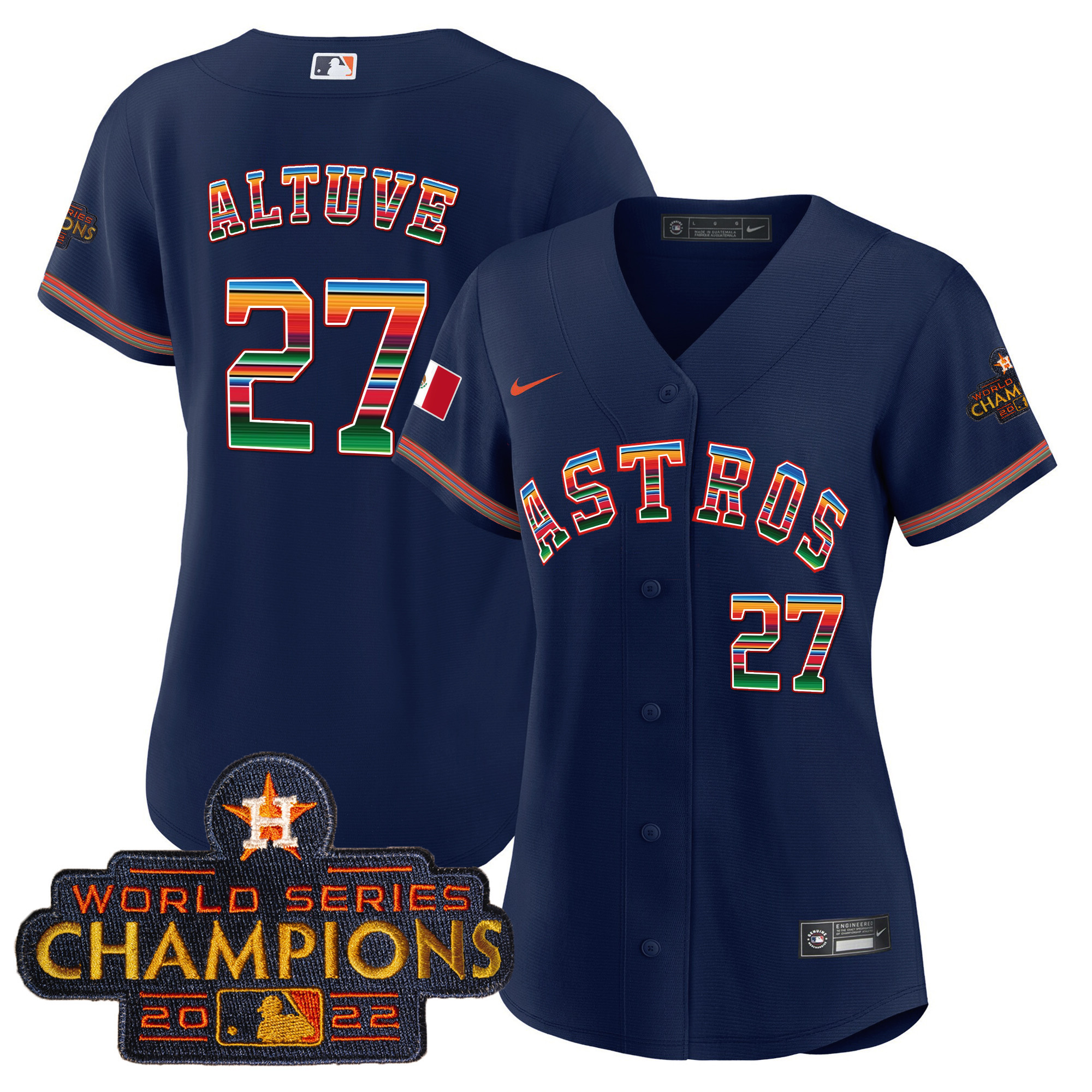 José Altuve Women's Houston Astros Mexico Baseball Limited V2 Navy Jersey - All Stitched