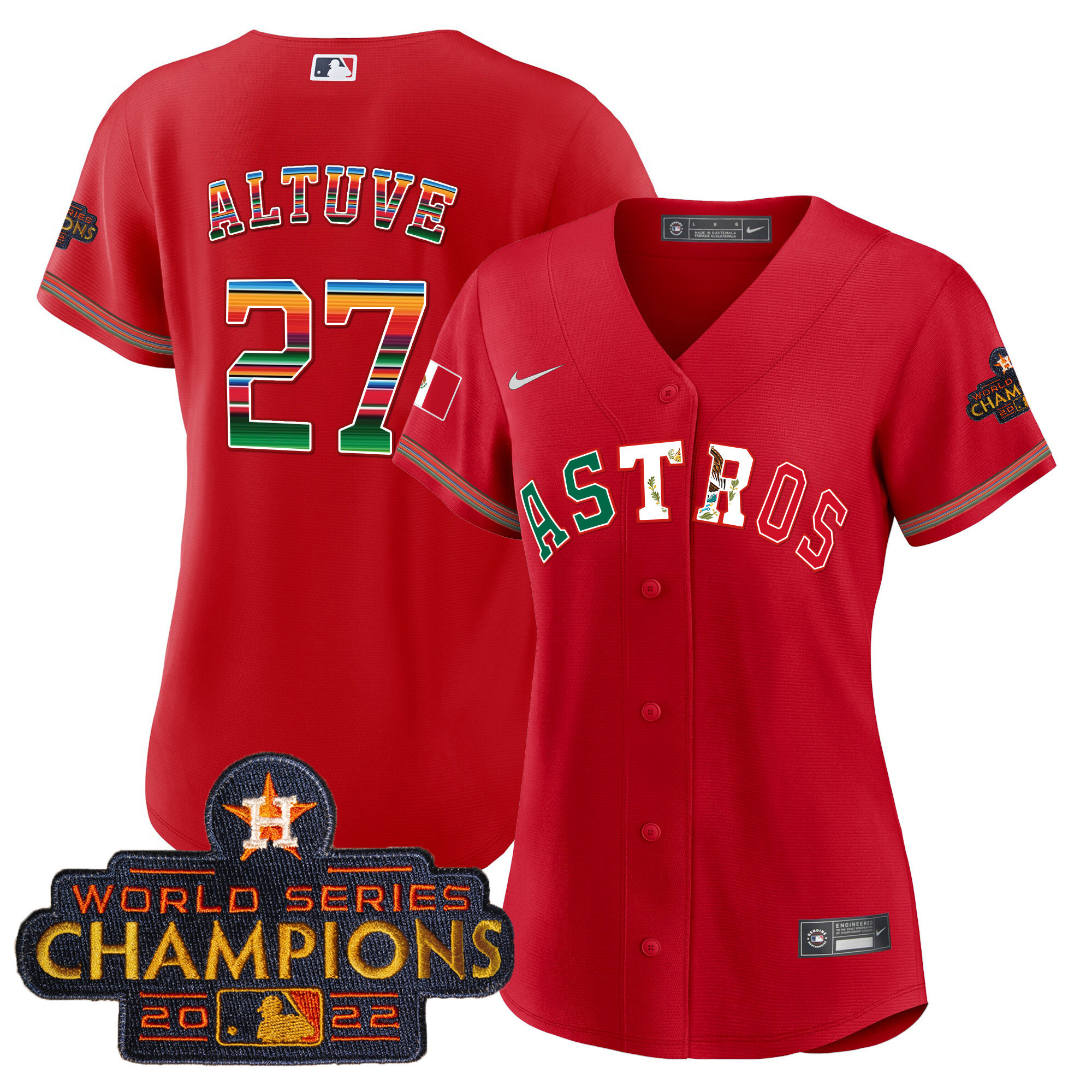 José Altuve Women's Houston Astros Mexico Baseball Limited V3 Red Jersey - All Stitched