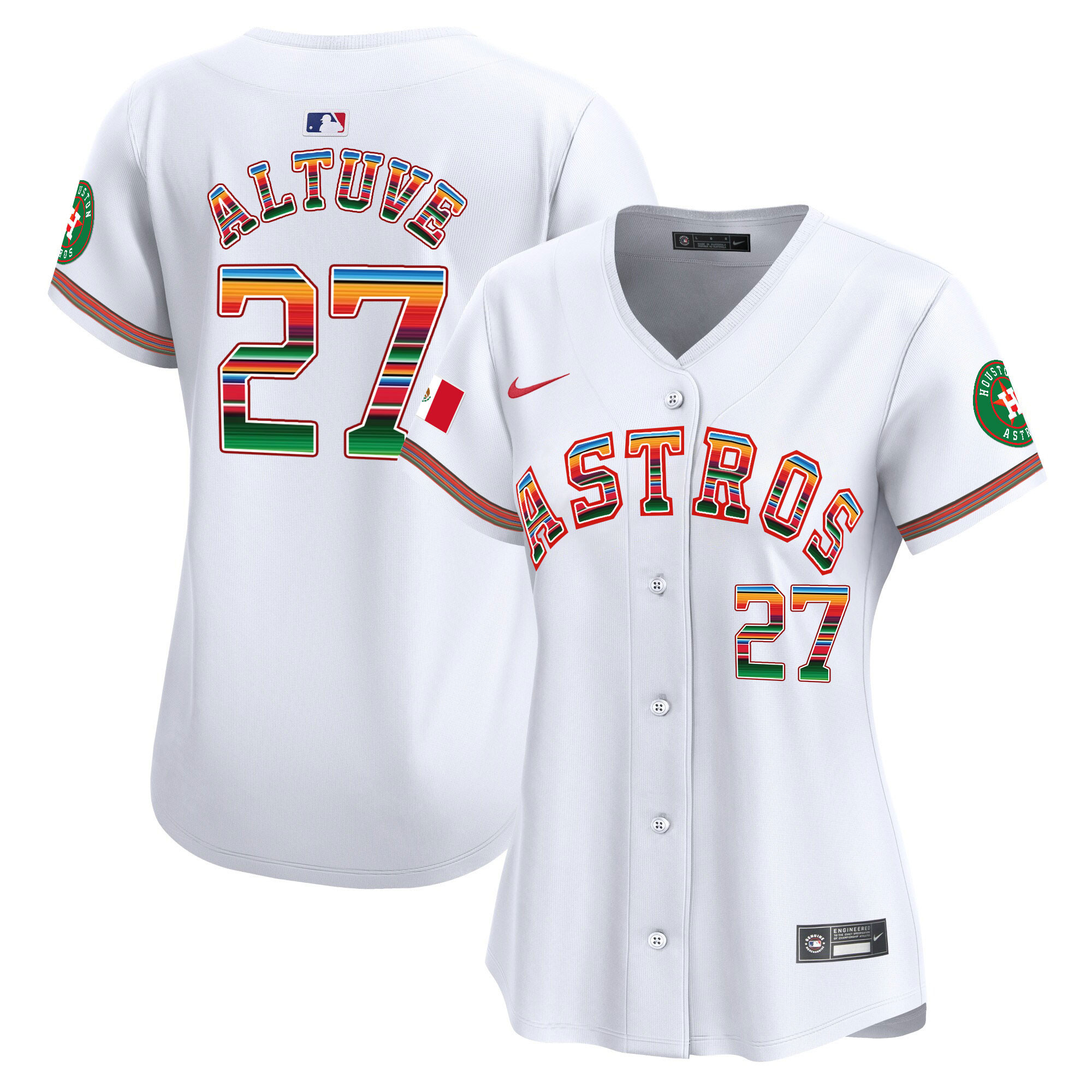 José Altuve Women's Houston Astros Mexico Vapor Premier Limited White Jersey - All Stitched