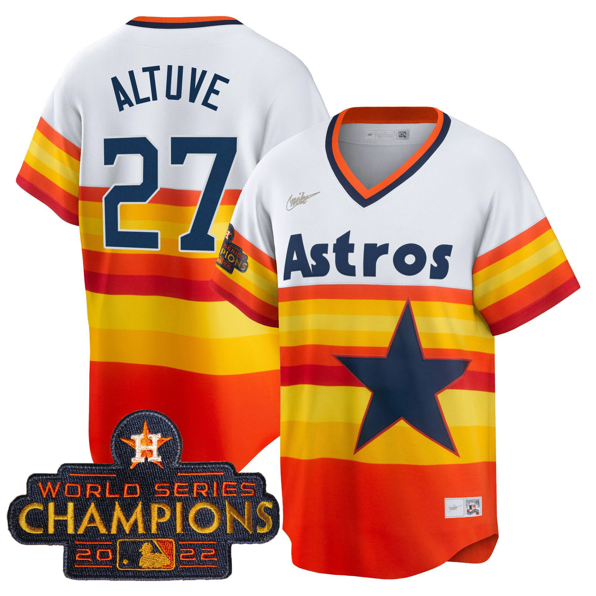 José Altuve Youth's Houston Astros 2023 Gold Cool Base Collection 1980's Throwback Jersey - All Stitched