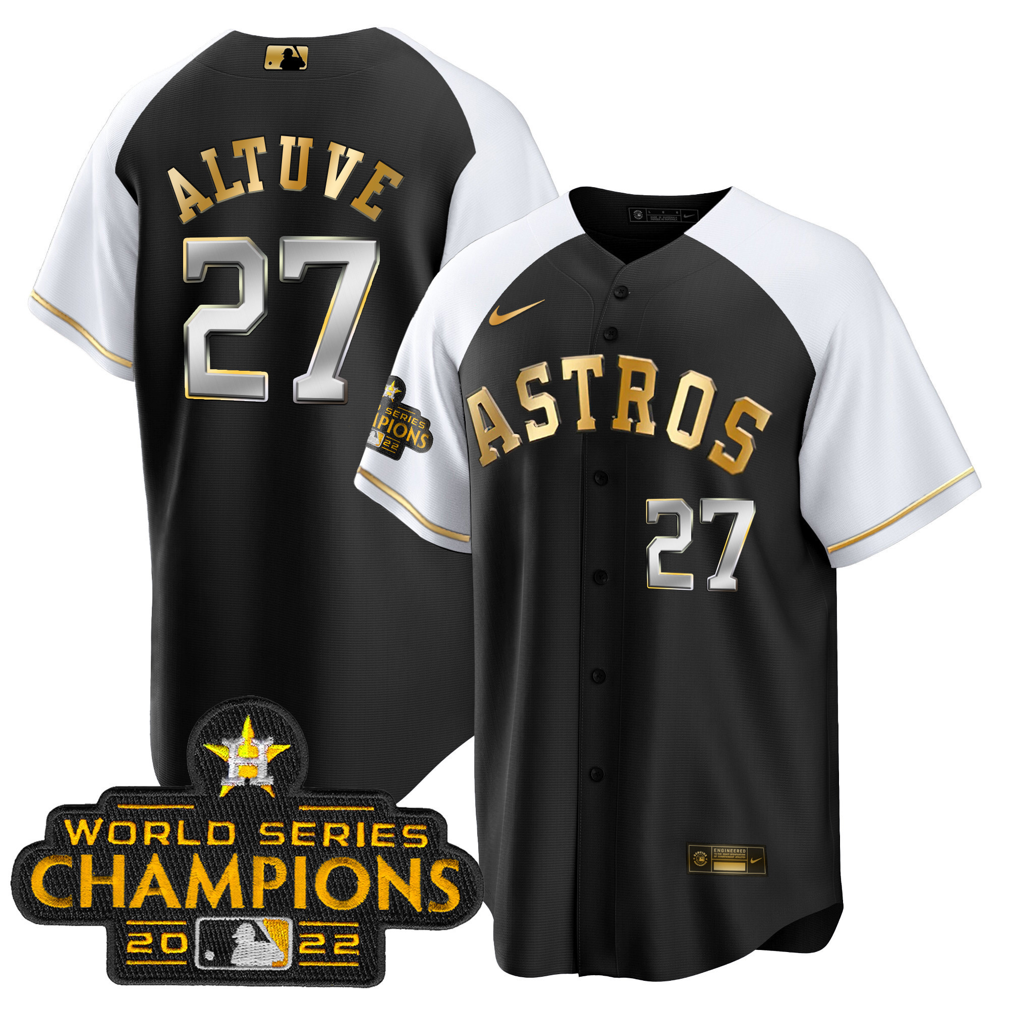 José Altuve Youth's Houston Astros 2023 Gold Cool Base Collection Alternate Jersey - All Stitched