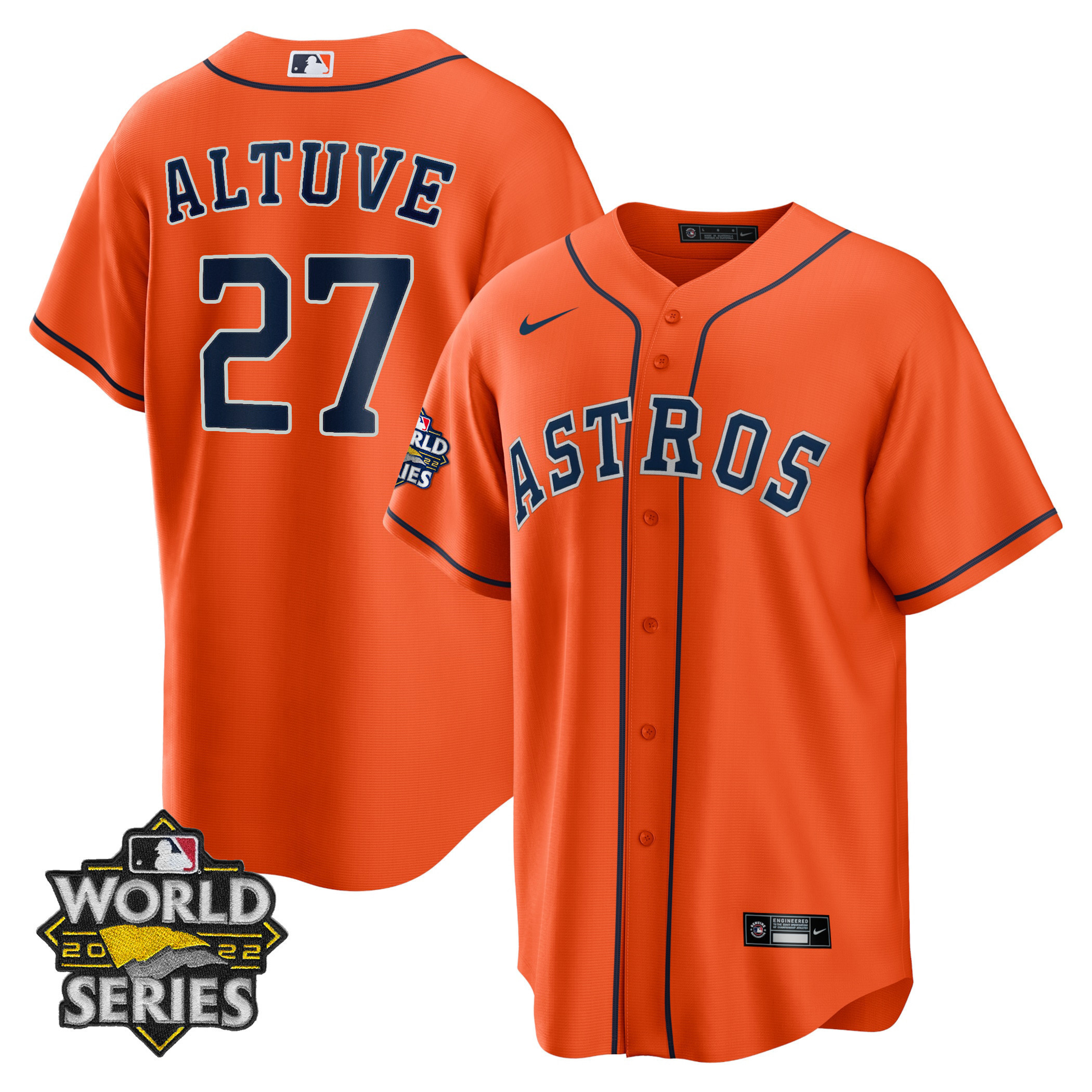 José Altuve Youth's Houston Astros Alternate 2022 World Series Player Cool Base Jersey - All Stitched