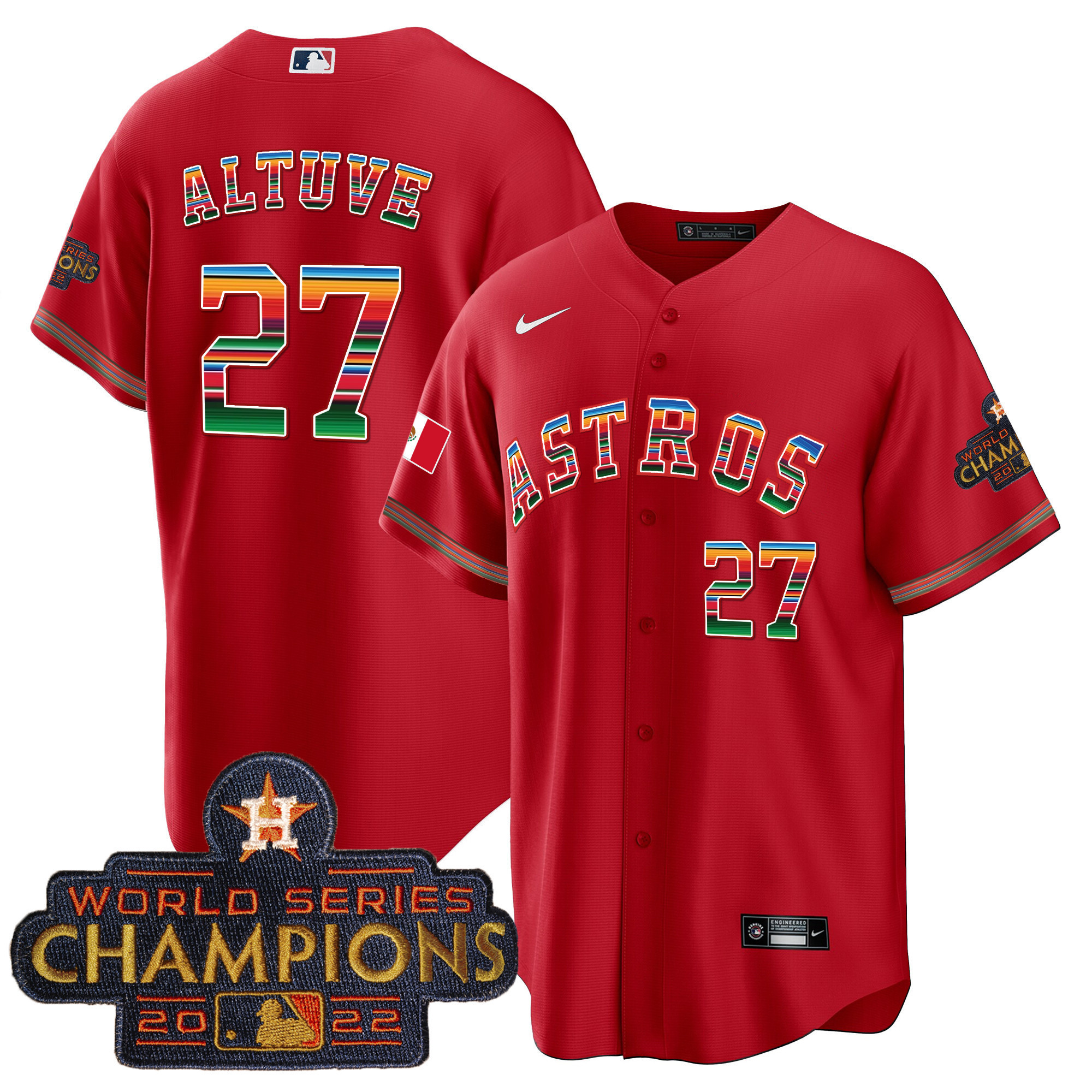 José Altuve Youth's Houston Astros Mexico Cool Base Limited Red Jersey - All Stitched