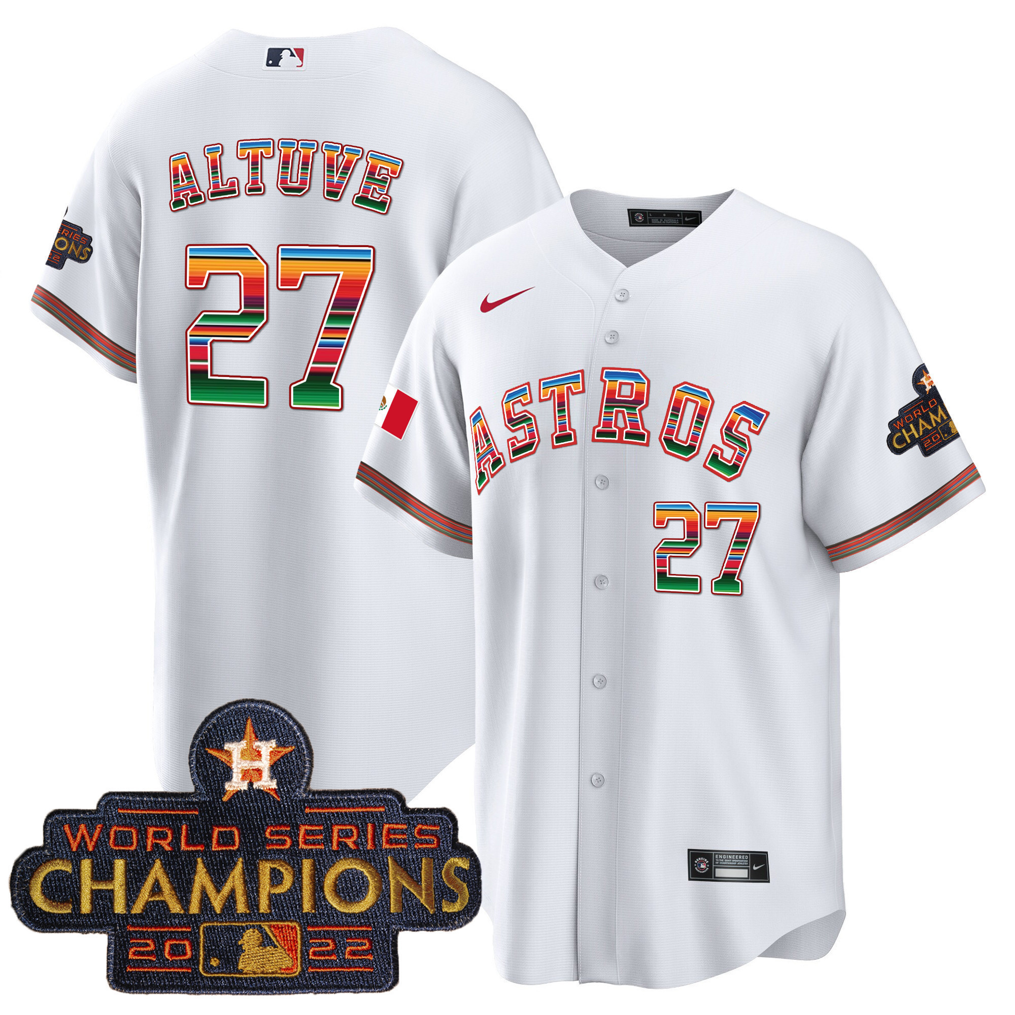 José Altuve Youth's Houston Astros Mexico Cool Base Limited White Jersey - All Stitched
