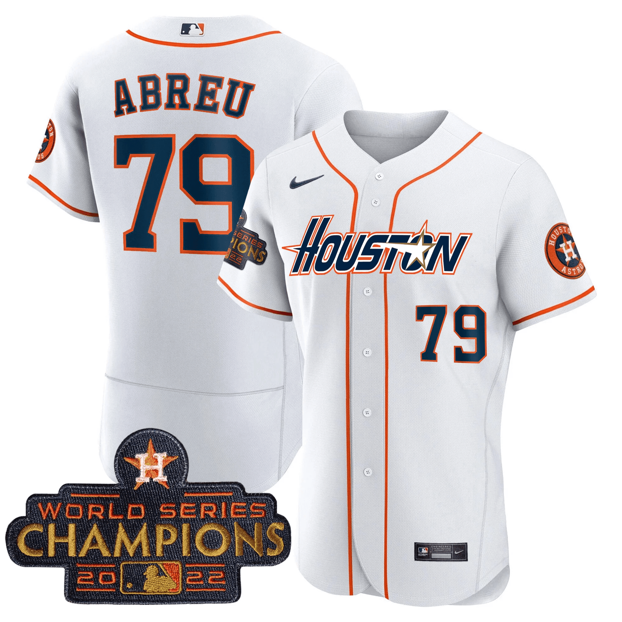 Jose Abreu Men's Houston Astros Gray & Gold 2023 Champions Patch Flex Home Jersey - All Stitched