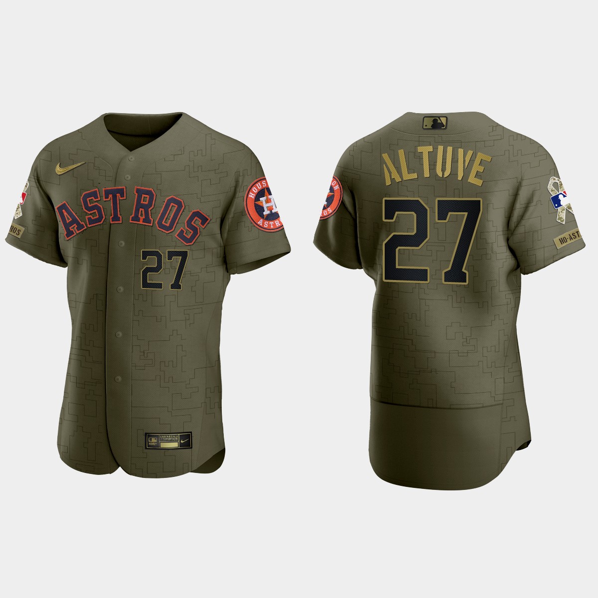 Jose Altuve Houston Astros 2021 Salute to Service Digital Camo Jersey - Green