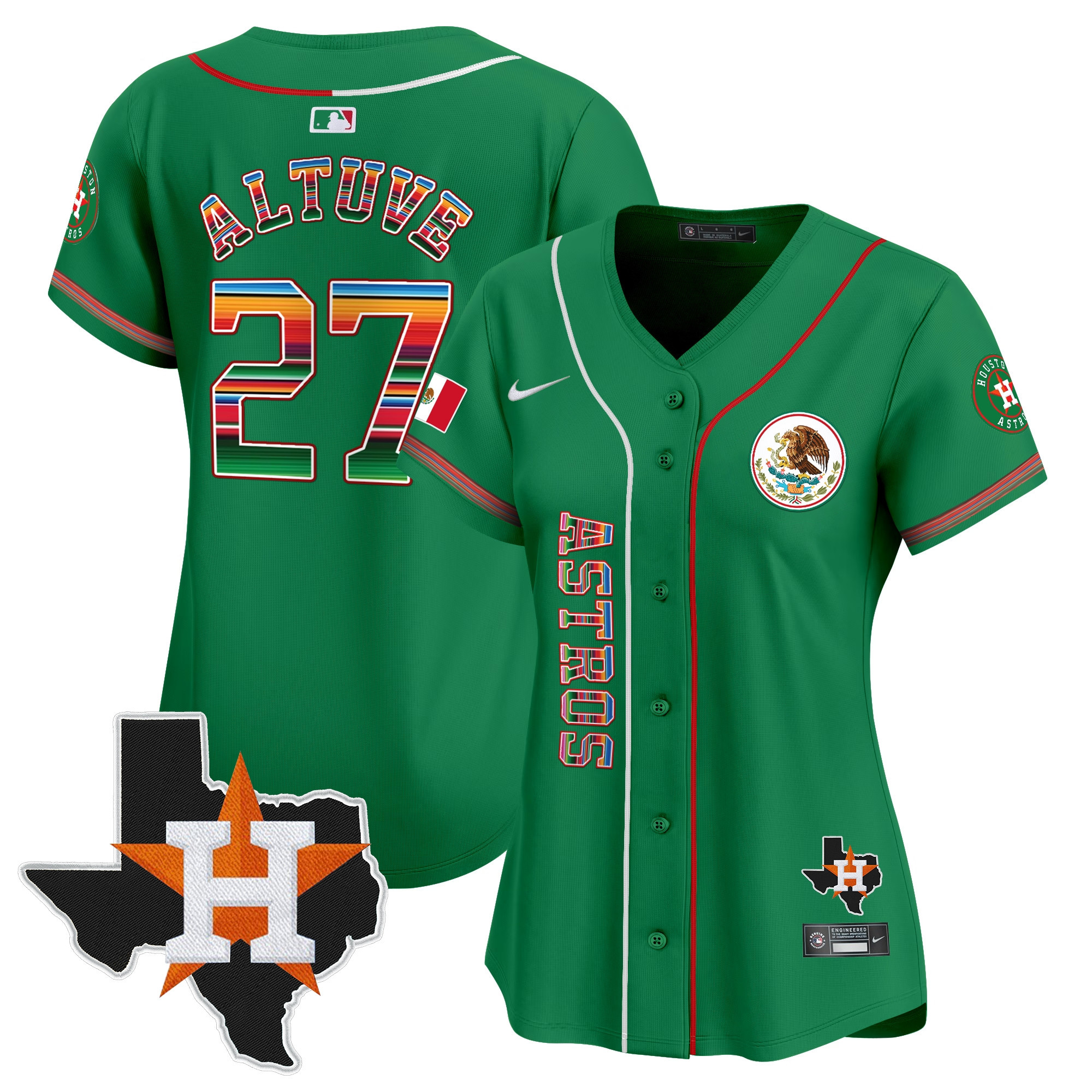 Jose Altuve Women's Houston Astros Mexico Vapor Premier Limited V4 Green Jersey - All Stitched