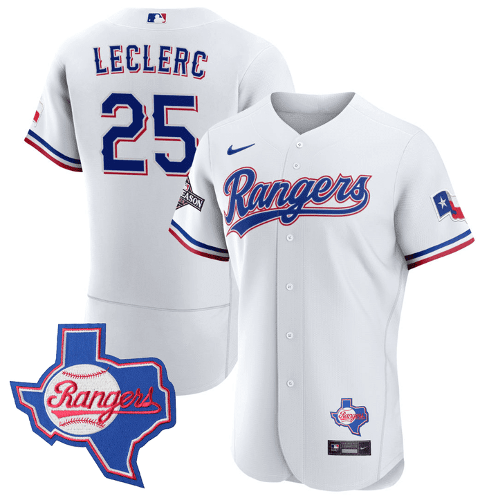 Jose Leclerc Men's Texas Rangers Texas State Patch White Jersey - All Stitched