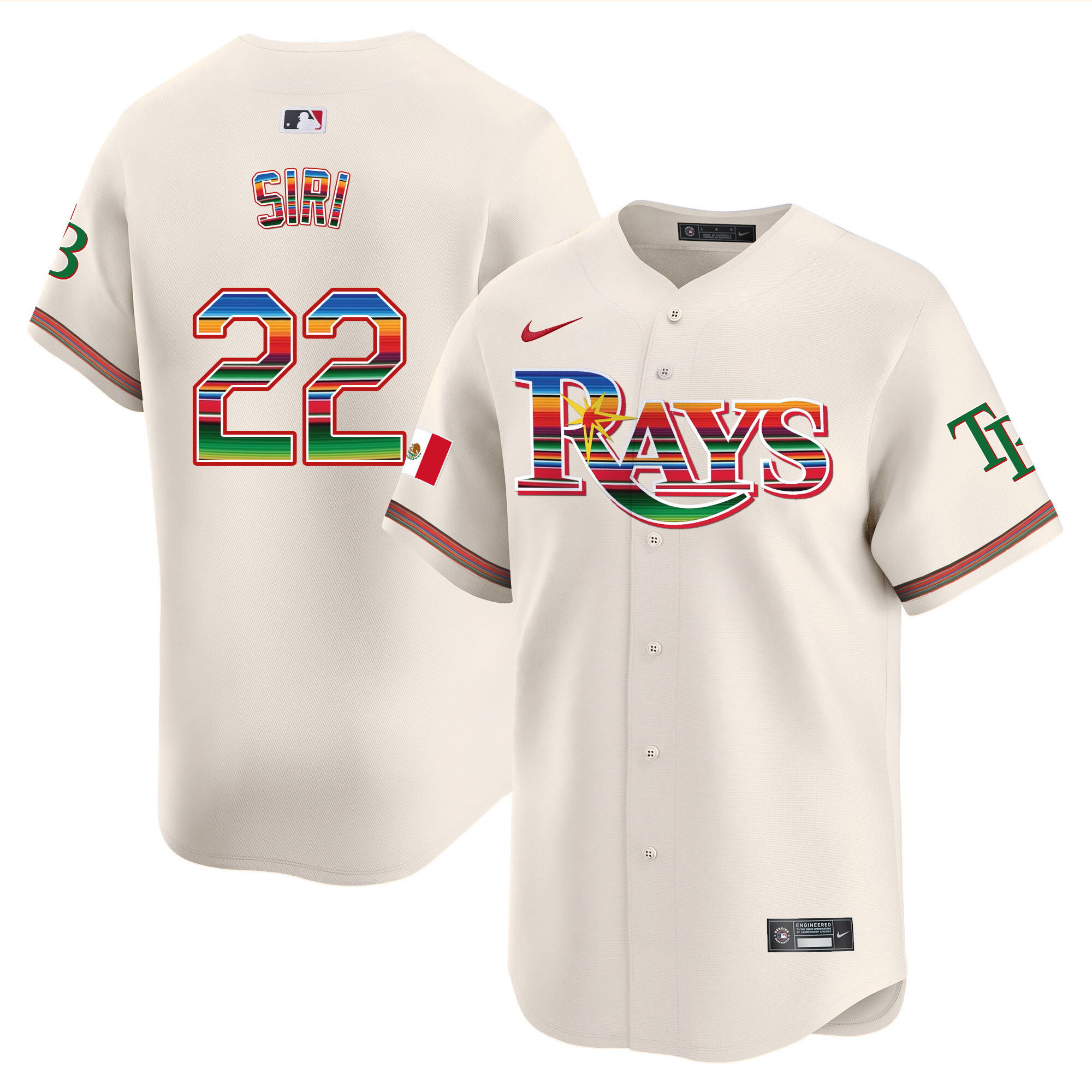 Jose Siri Men's Tampa Bay Rays Mexico Vapor Premier Limited Cream Jersey - All Stitched