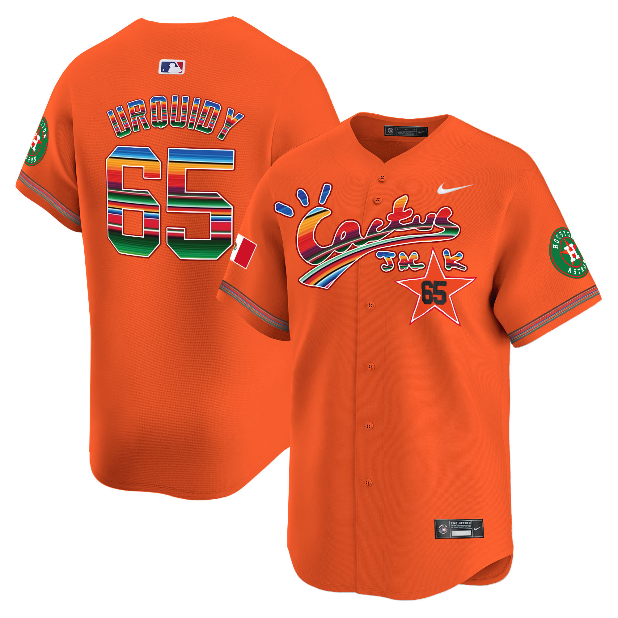 Jose Urquidy Men's Houston Astros Mexico Cactus Jack Vapor Premier Limited Orange Jersey - All Stitched