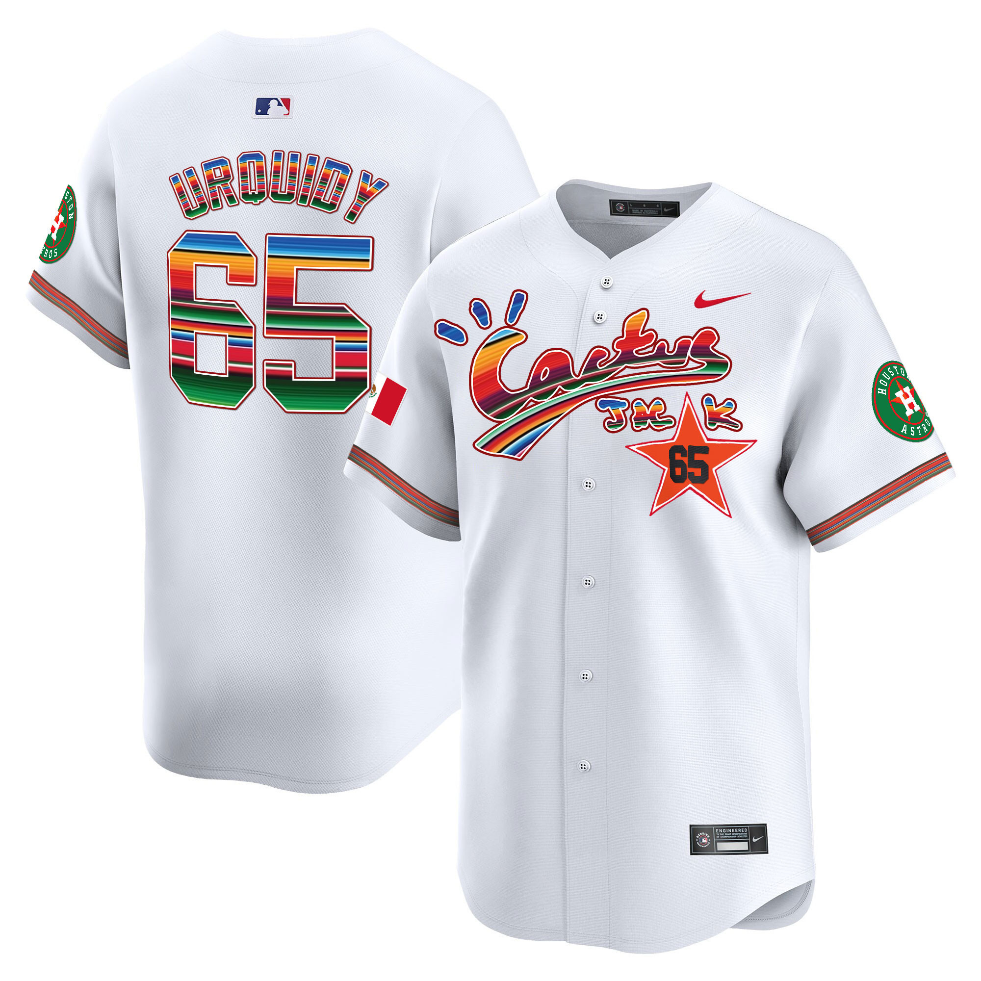 Jose Urquidy Men's Houston Astros Mexico Cactus Jack Vapor Premier Limited White Jersey - All Stitched