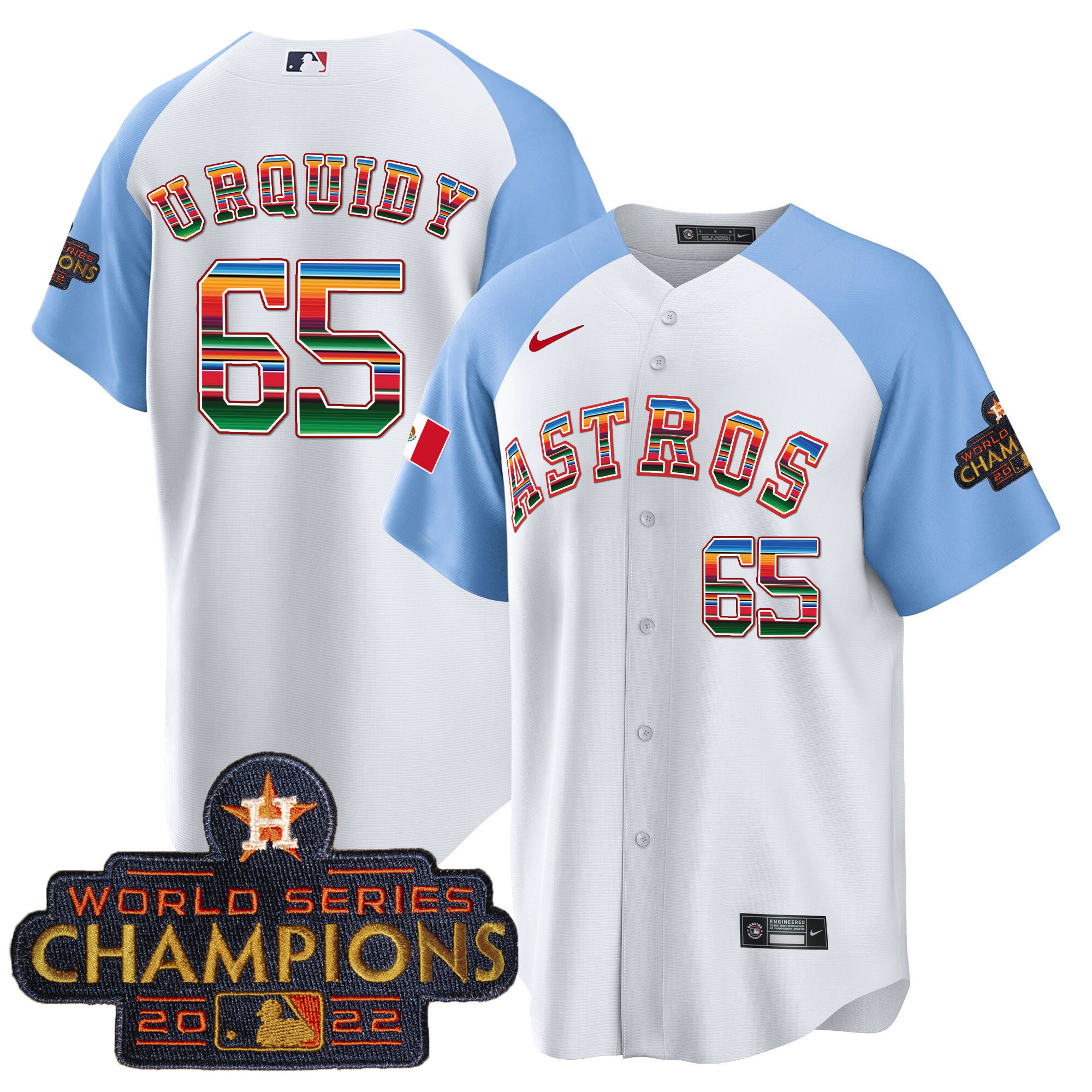 Jose Urquidy Men's Houston Astros Mexico Cool Base Limited V2 Blue Alternate Jersey - All Stitched
