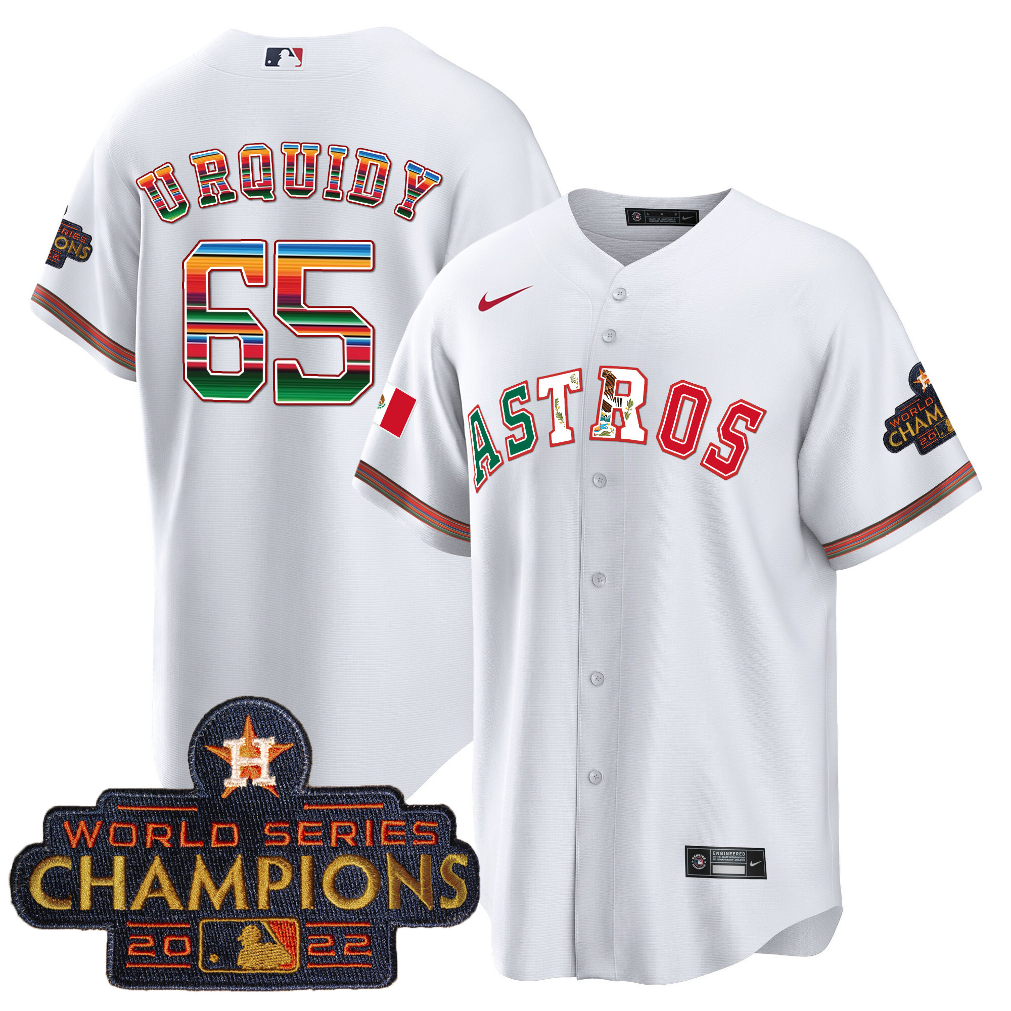 Jose Urquidy Men's Houston Astros Mexico Cool Base Limited V3 White Jersey - All Stitched
