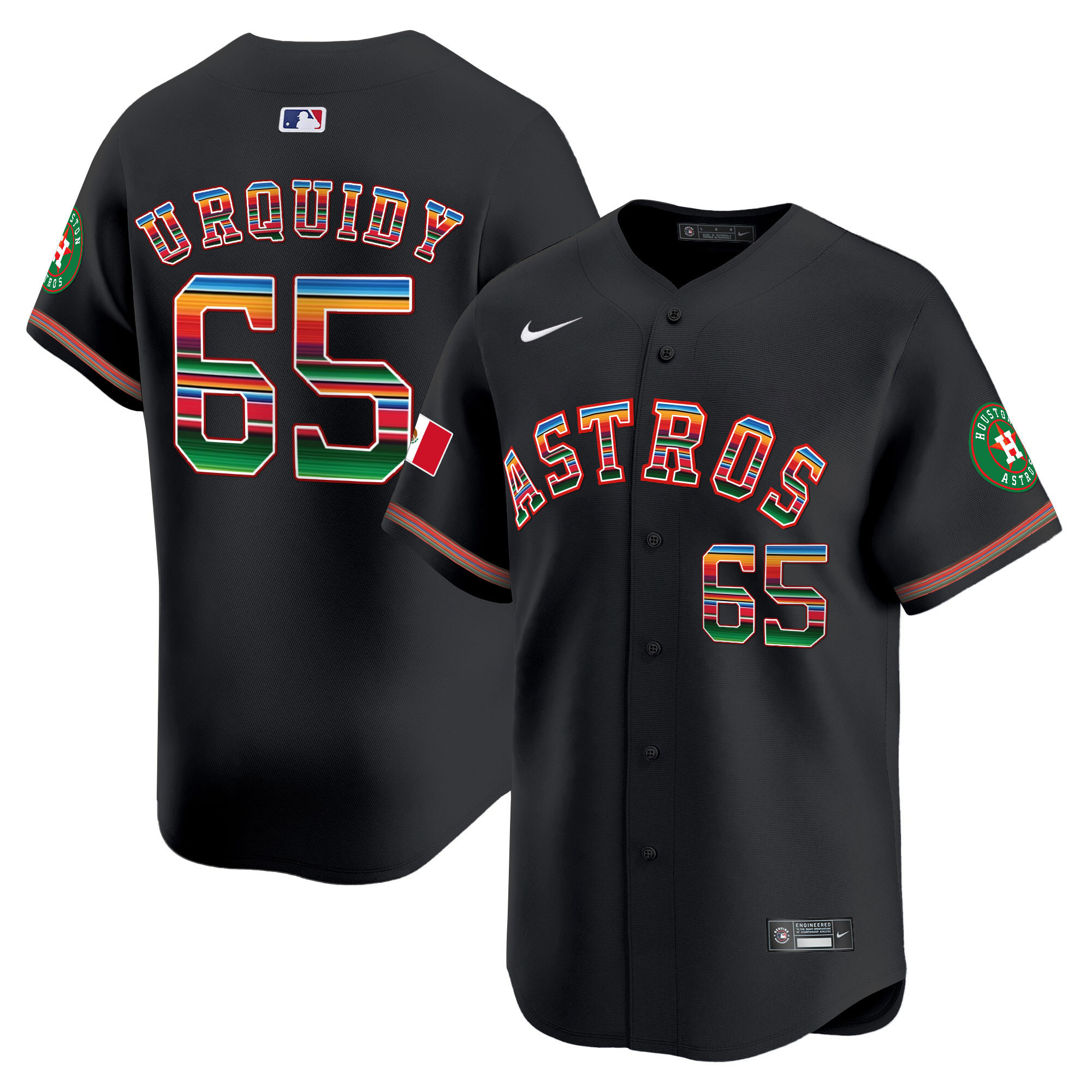 Jose Urquidy Men's Houston Astros Mexico Vapor Premier Limited Black Jersey - All Stitched
