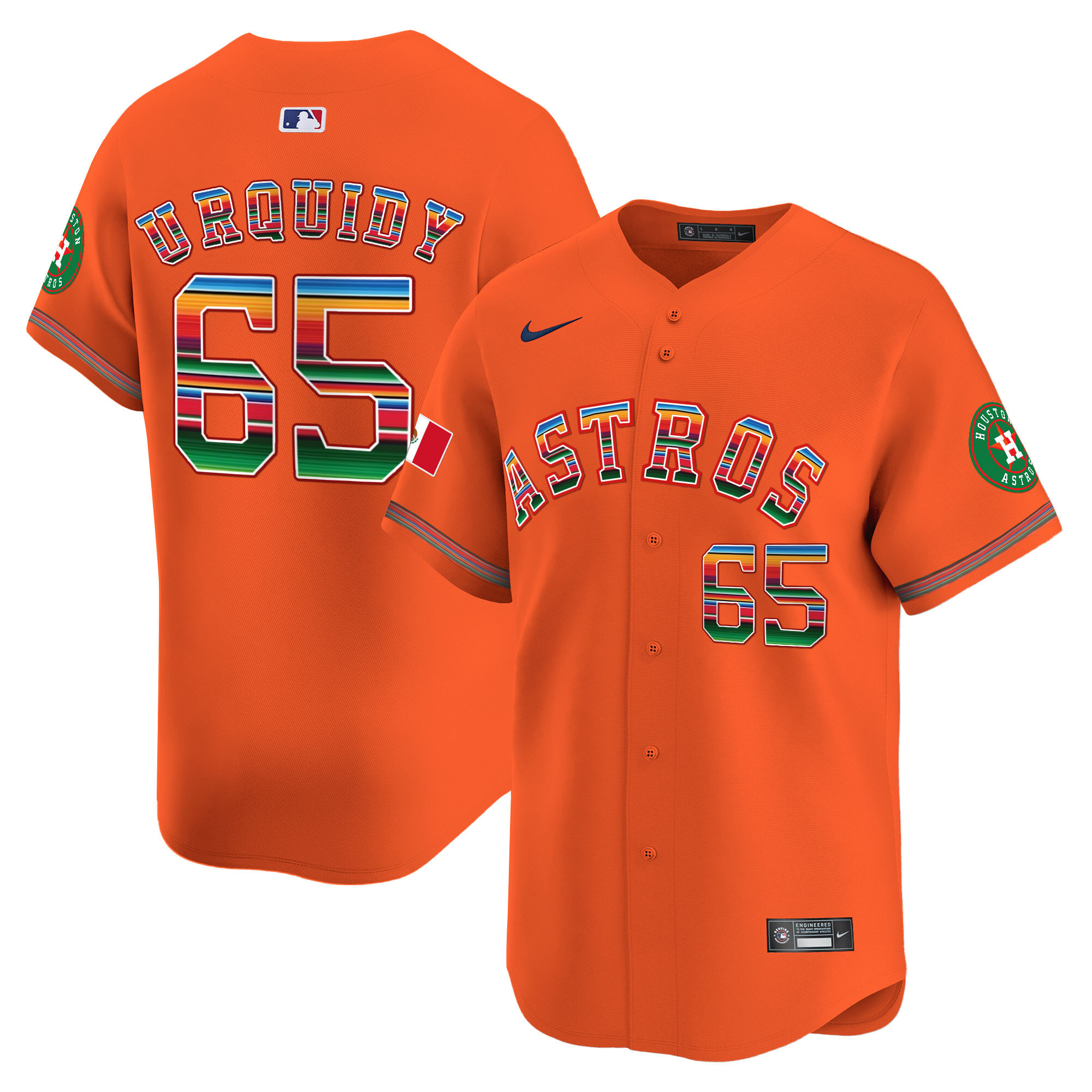 Jose Urquidy Men's Houston Astros Mexico Vapor Premier Limited Orange Jersey - All Stitched