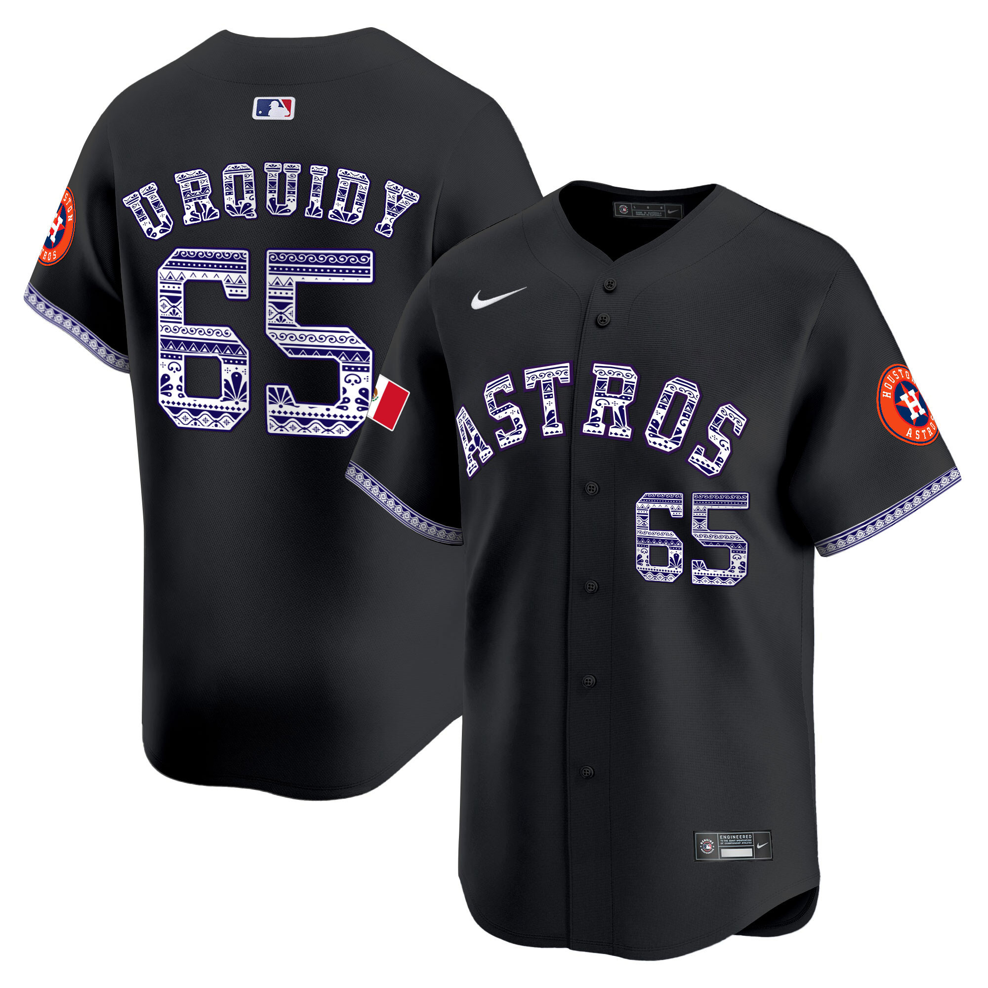Jose Urquidy Men's Houston Astros Mexico Vapor Premier Limited V2 Black Jersey - All Stitched
