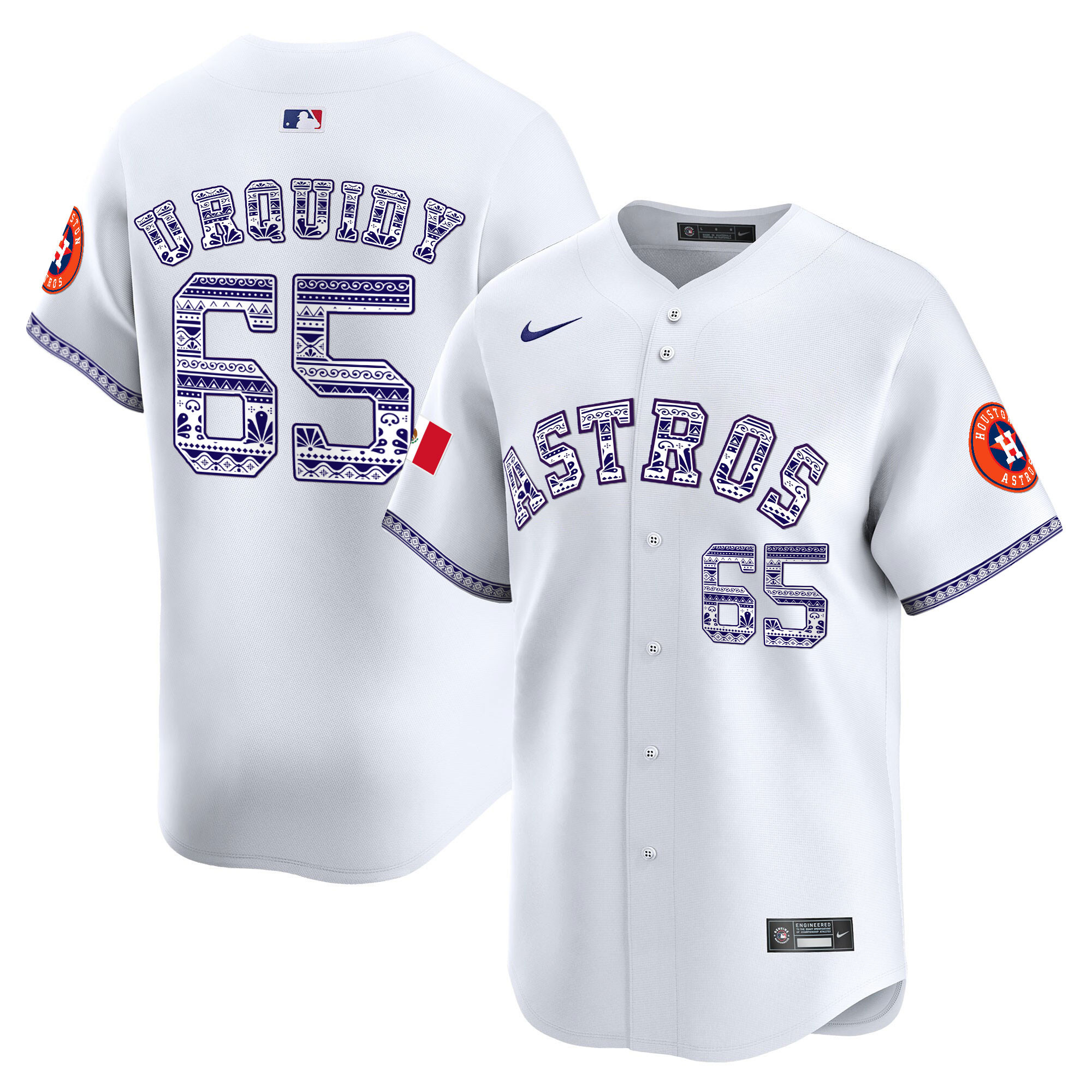 Jose Urquidy Men's Houston Astros Mexico Vapor Premier Limited V2 White Jersey - All Stitched