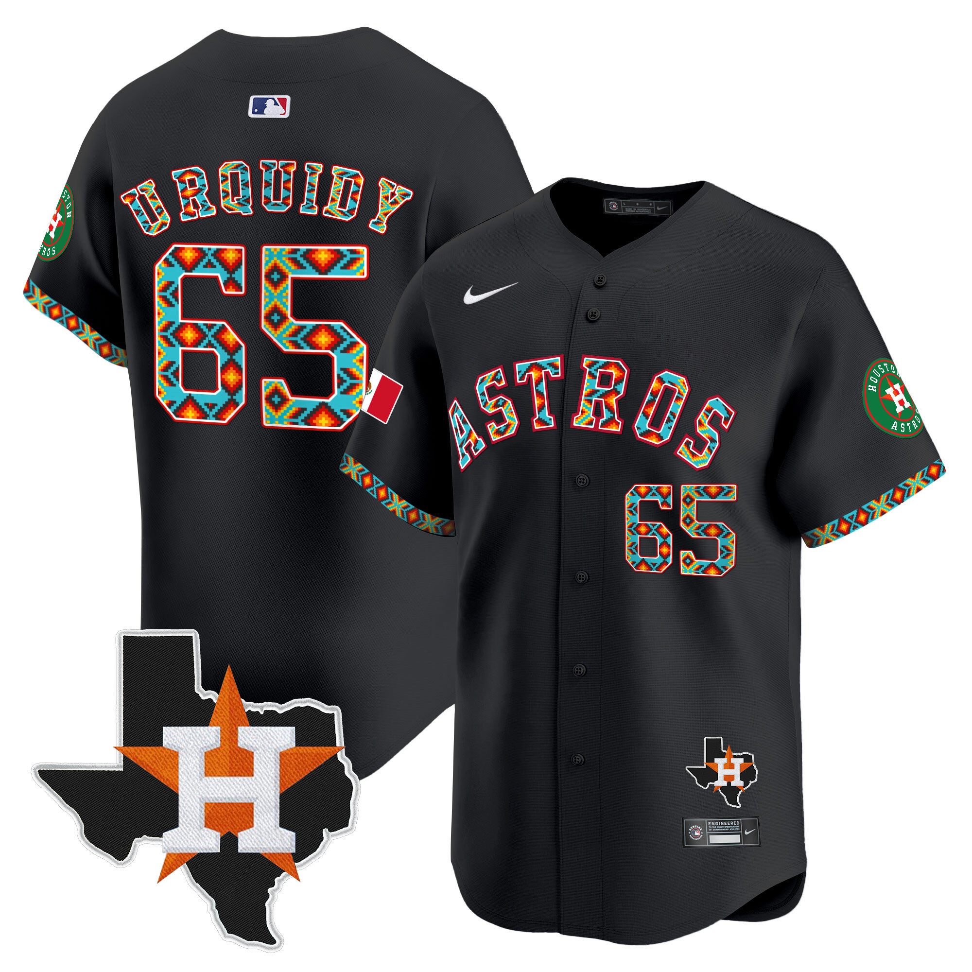 Jose Urquidy Men's Houston Astros Mexico Vapor Premier Limited V3 Black Jersey - All Stitched