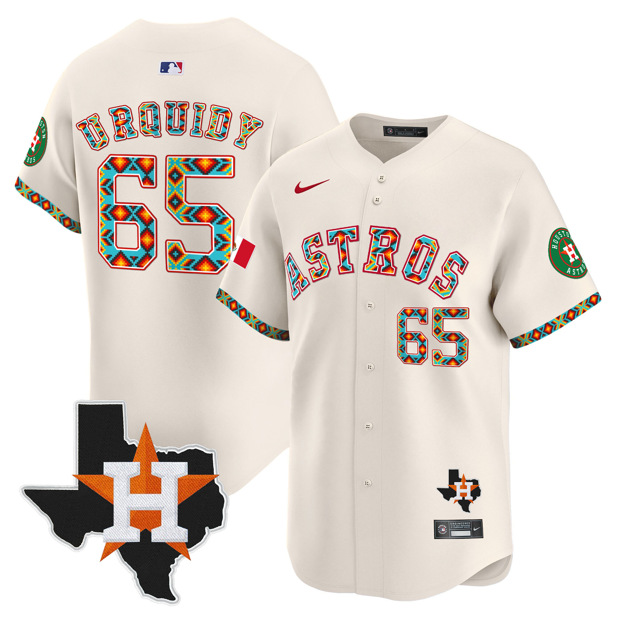 Jose Urquidy Men's Houston Astros Mexico Vapor Premier Limited V3 Cream Jersey - All Stitched