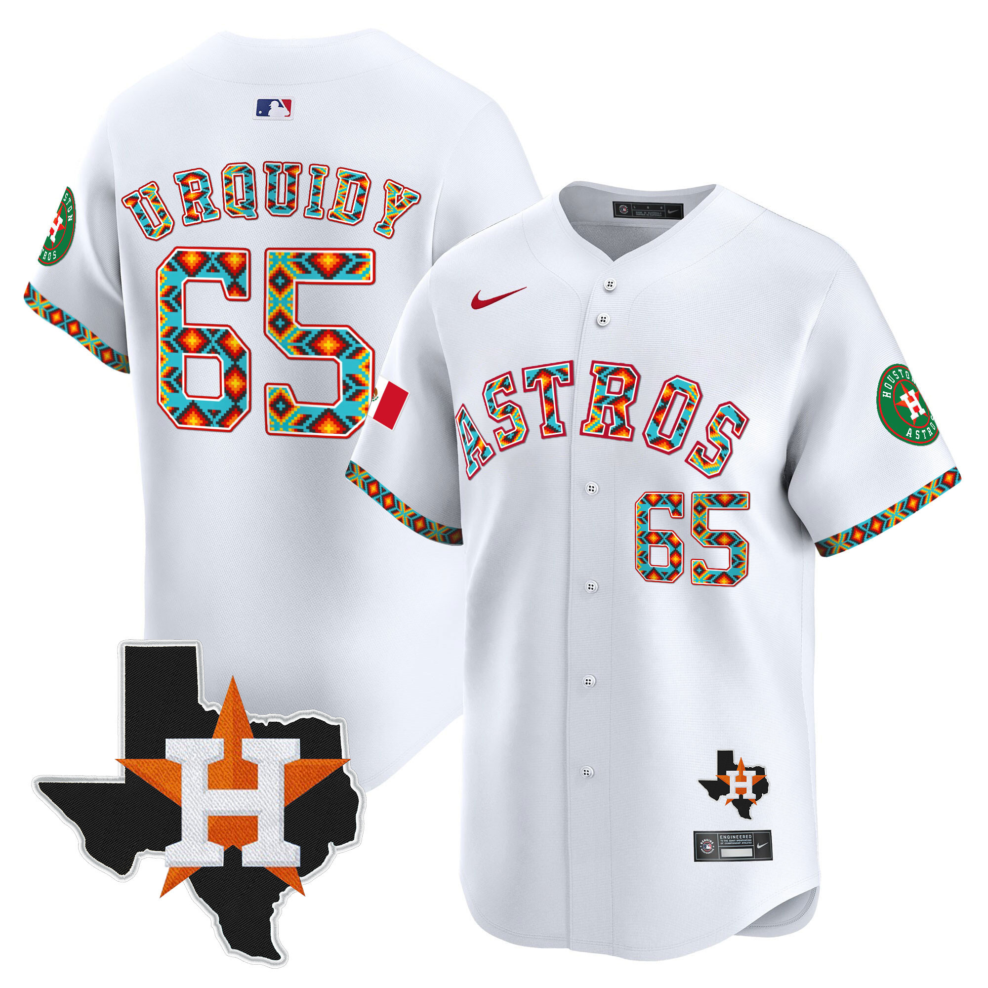 Jose Urquidy Men's Houston Astros Mexico Vapor Premier Limited V3 White Jersey - All Stitched