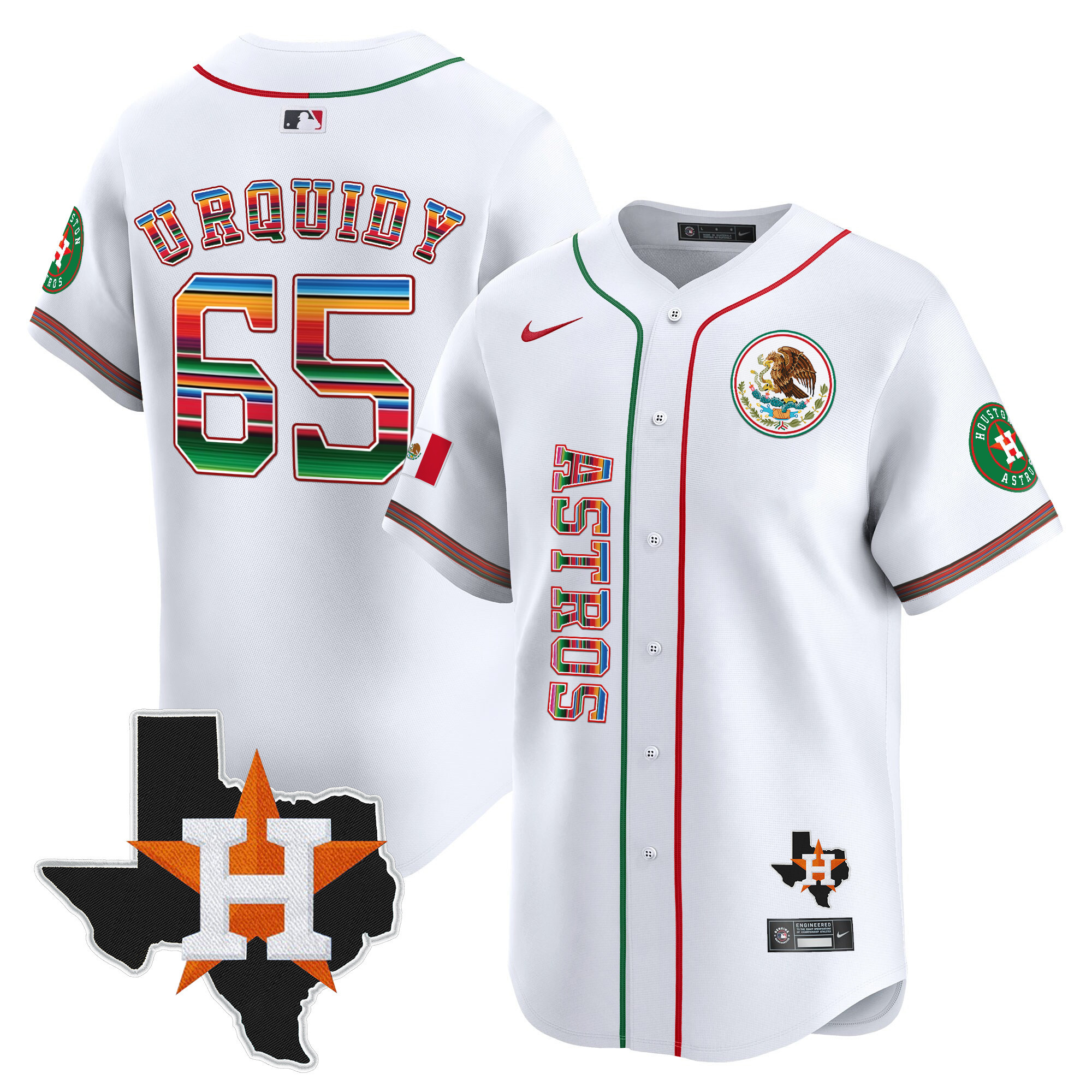 Jose Urquidy Men's Houston Astros Mexico Vapor Premier Limited V4 White Jersey - All Stitched