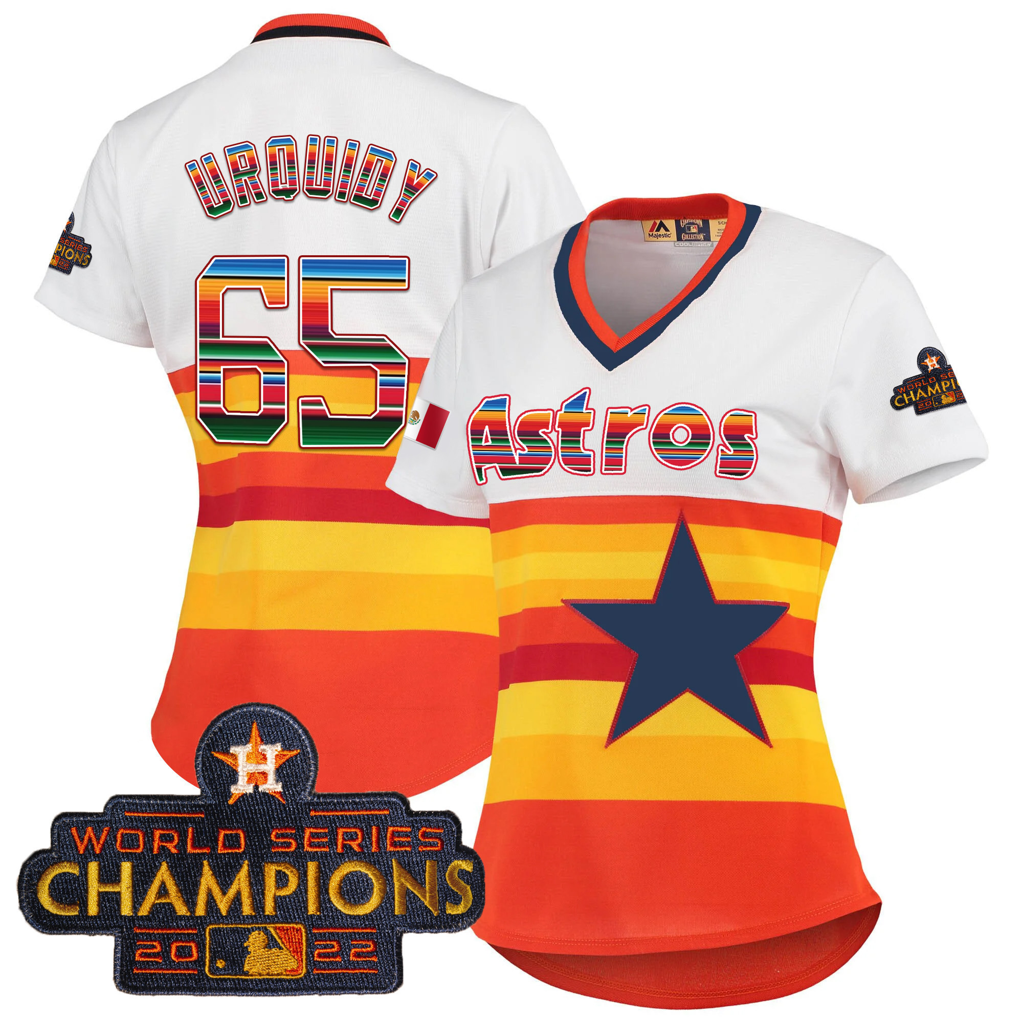 Jose Urquidy Women's Houston Astros Mexico Baseball Limited V2 1980'S Throwback Jersey - All Stitched