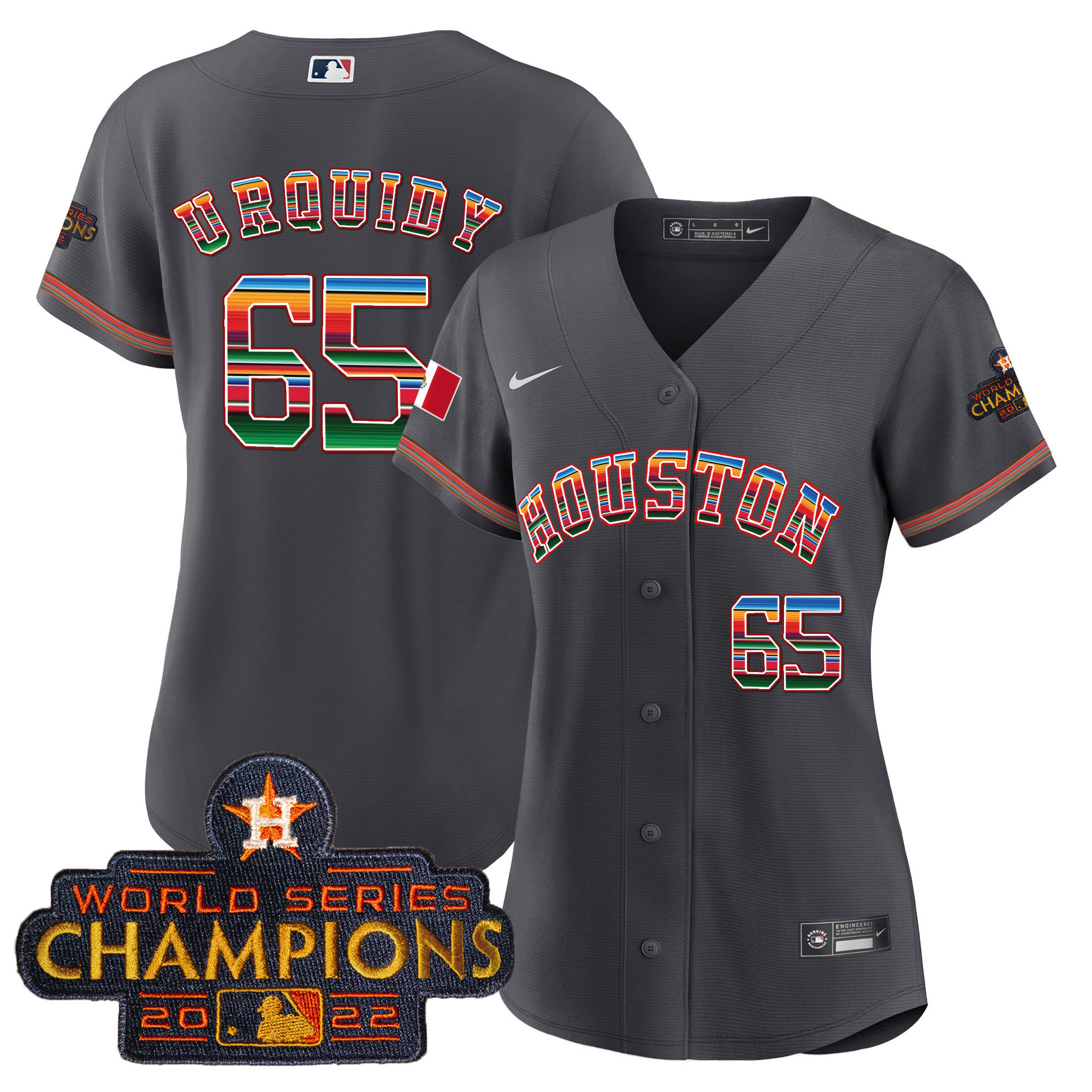 Jose Urquidy Women's Houston Astros Mexico Baseball Limited V2 Charcoal Jersey - All Stitched