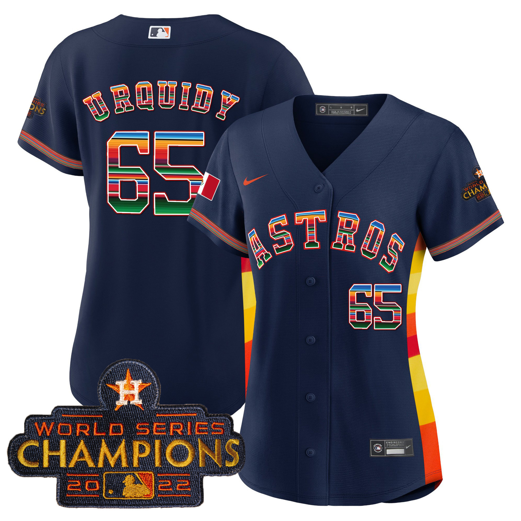 Jose Urquidy Women's Houston Astros Mexico Baseball Limited V2 Navy Alternate Jersey - All Stitched