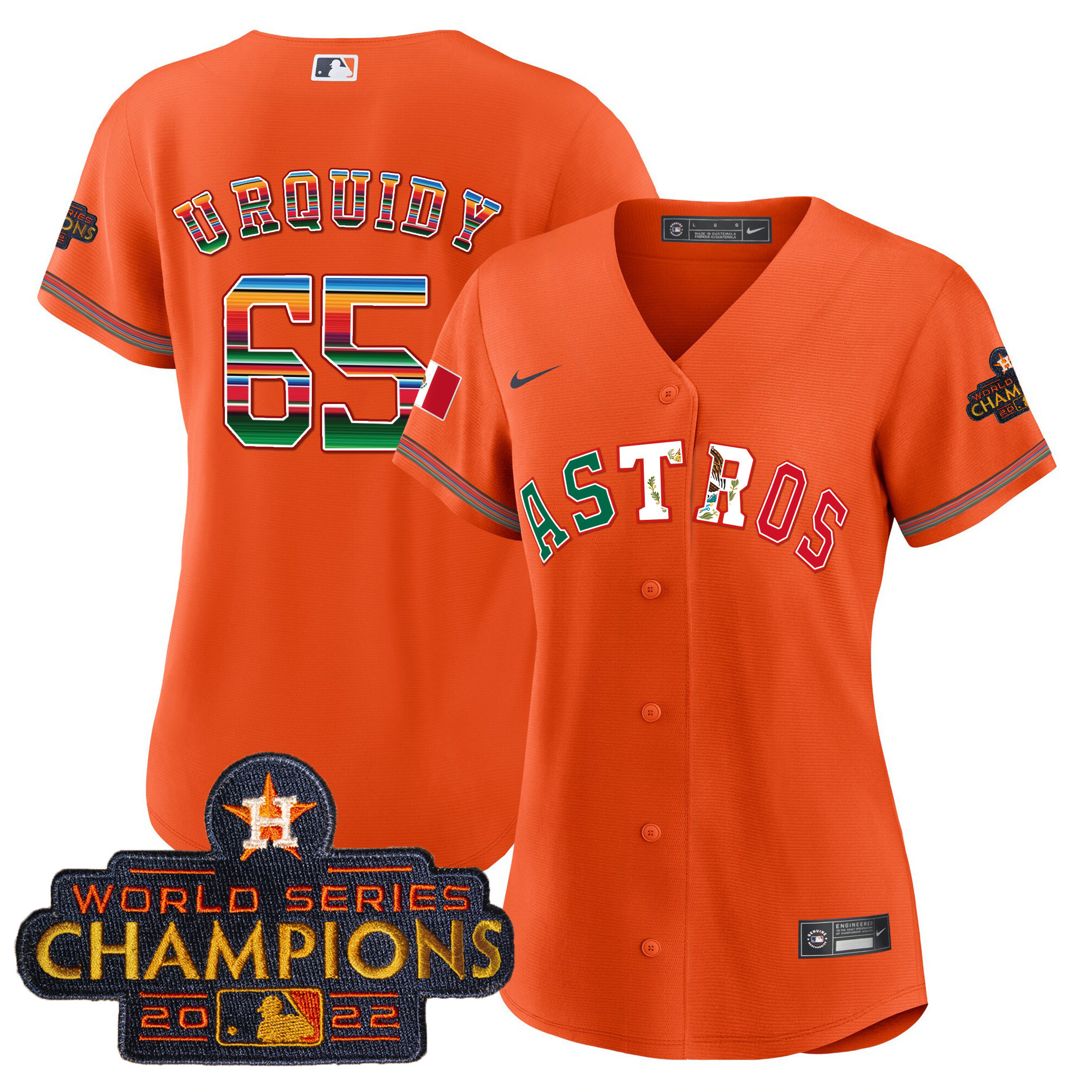 Jose Urquidy Women's Houston Astros Mexico Baseball Limited V3 Orange Jersey - All Stitched